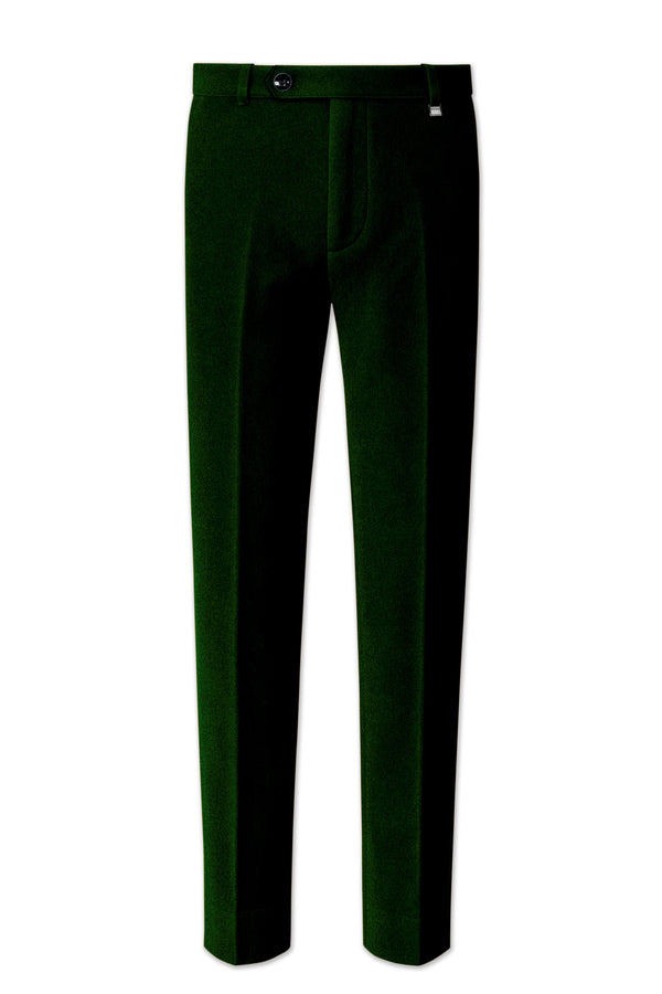 Emerald-Sacramento Green Velvet Stretchable Waistband Pant