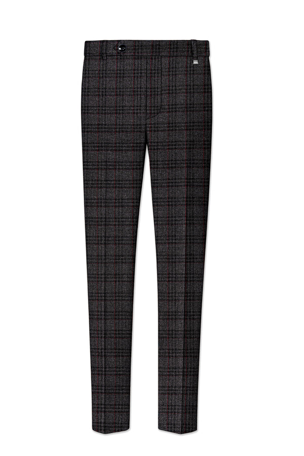 Velours-Ship Gray Plaid Tweed Stretchable Waistband Pant