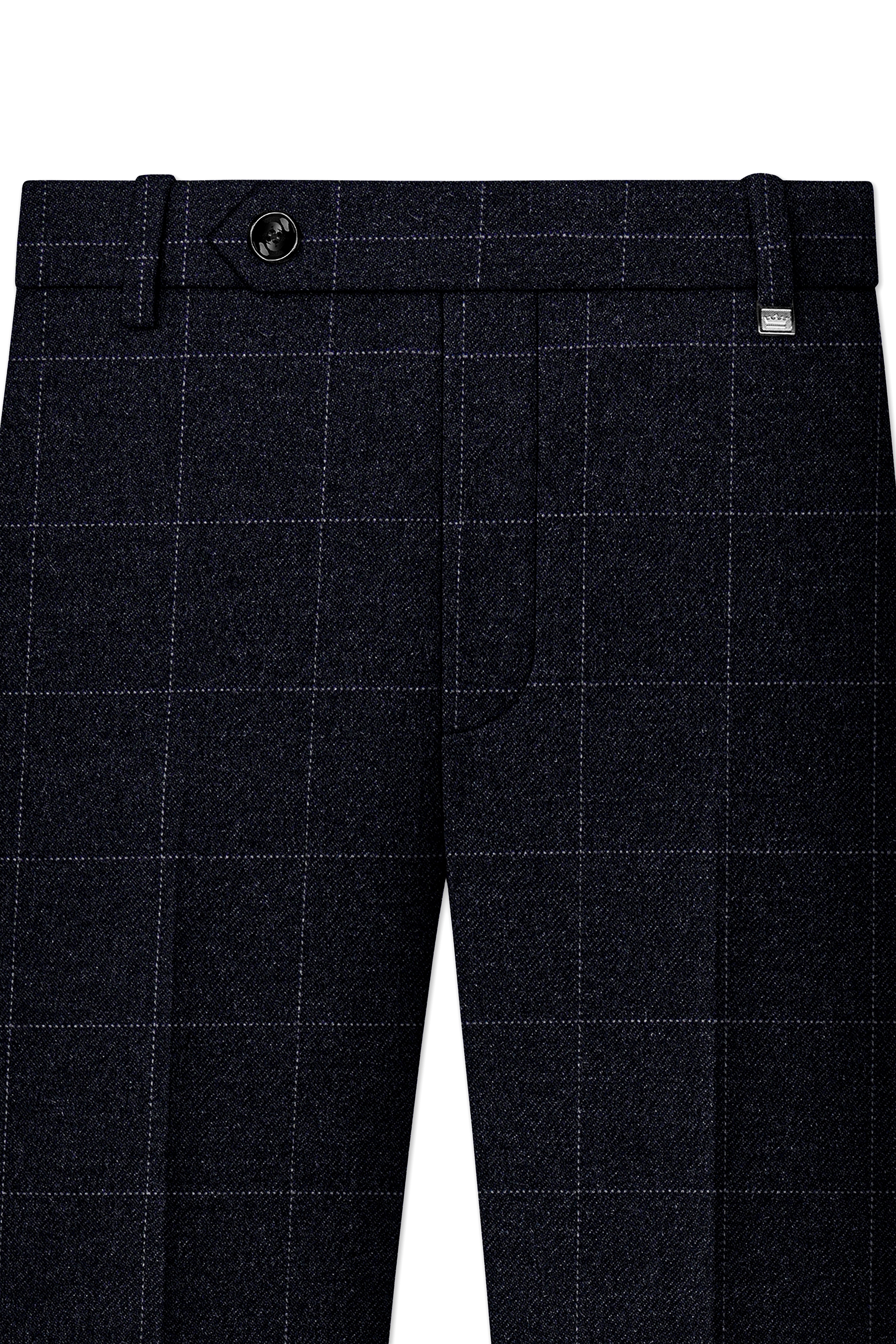 Fenrir-Shark Gray windowpane Tweed Stretchable Waistband Pant