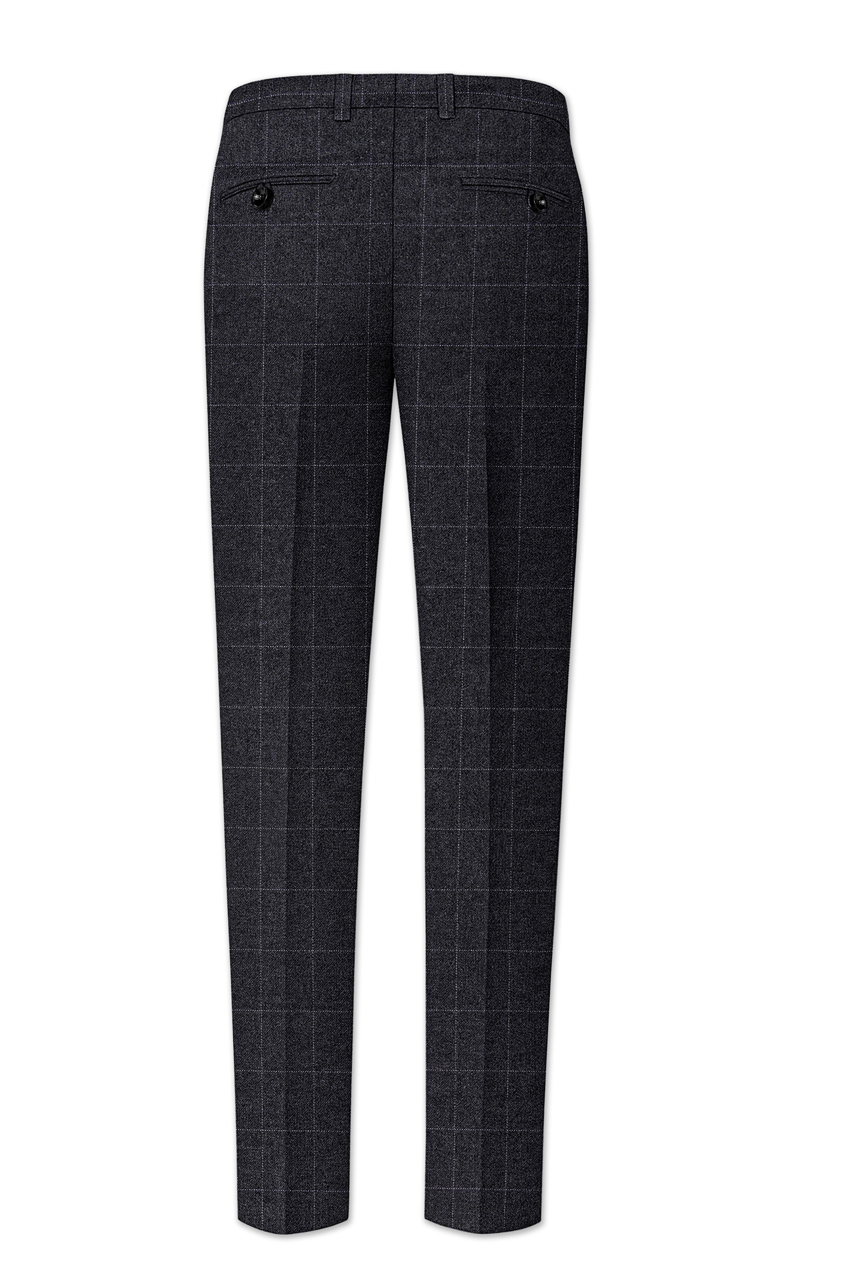 Fenrir-Shark Gray windowpane Tweed Stretchable Waistband Pant