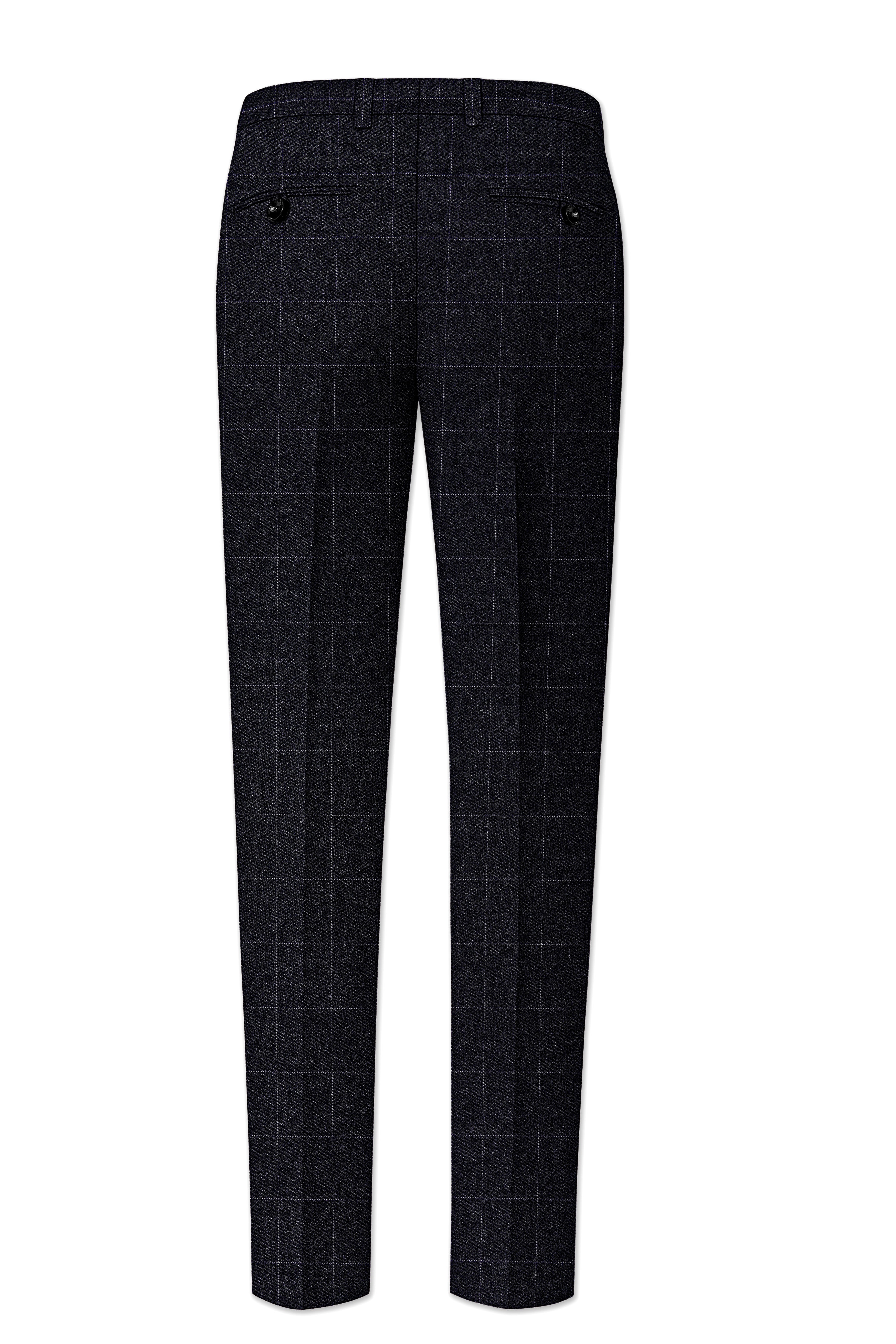 Fenrir-Shark Gray windowpane Tweed Stretchable Waistband Pant