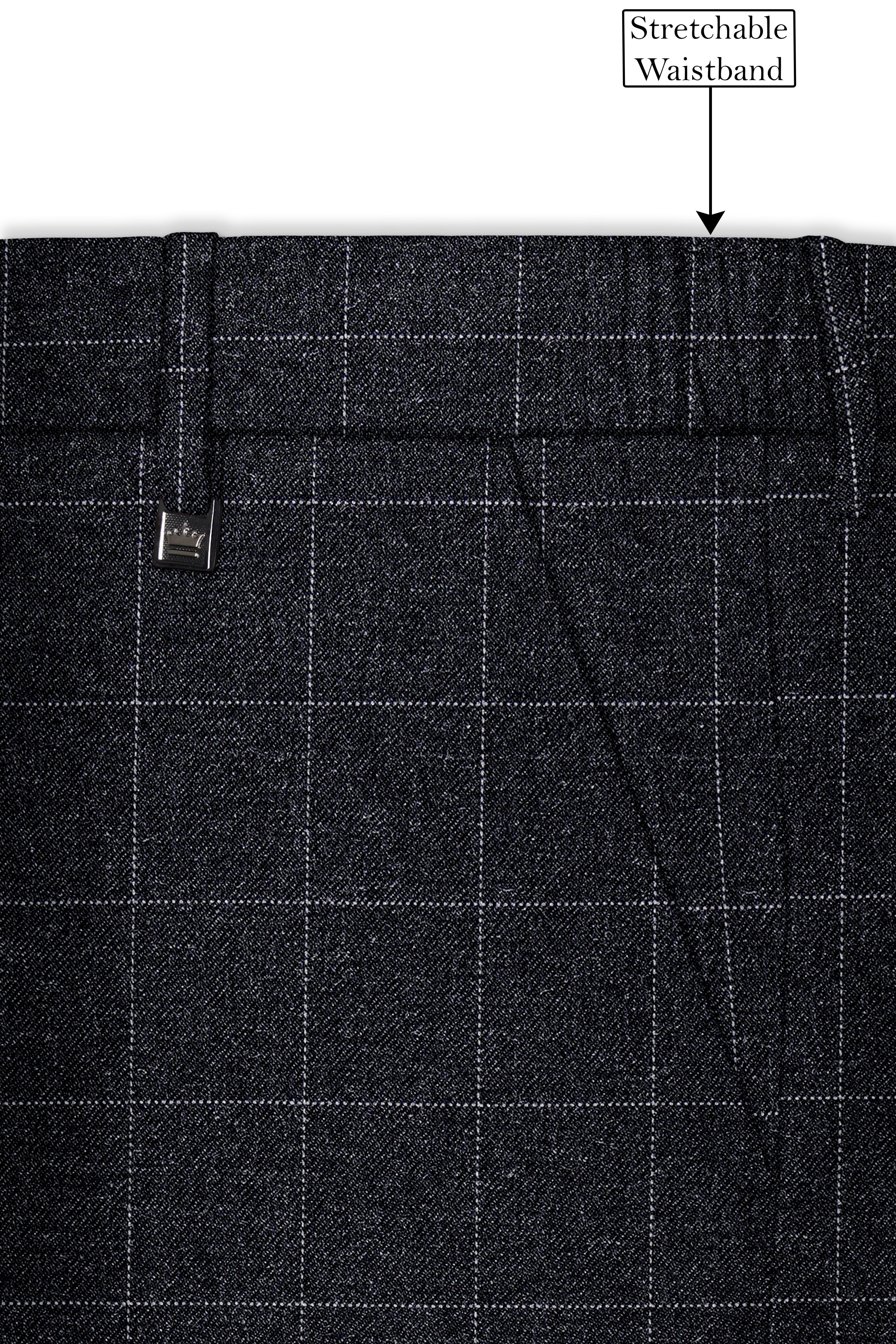 Fenrir-Shark Gray windowpane Tweed Stretchable Waistband Pant