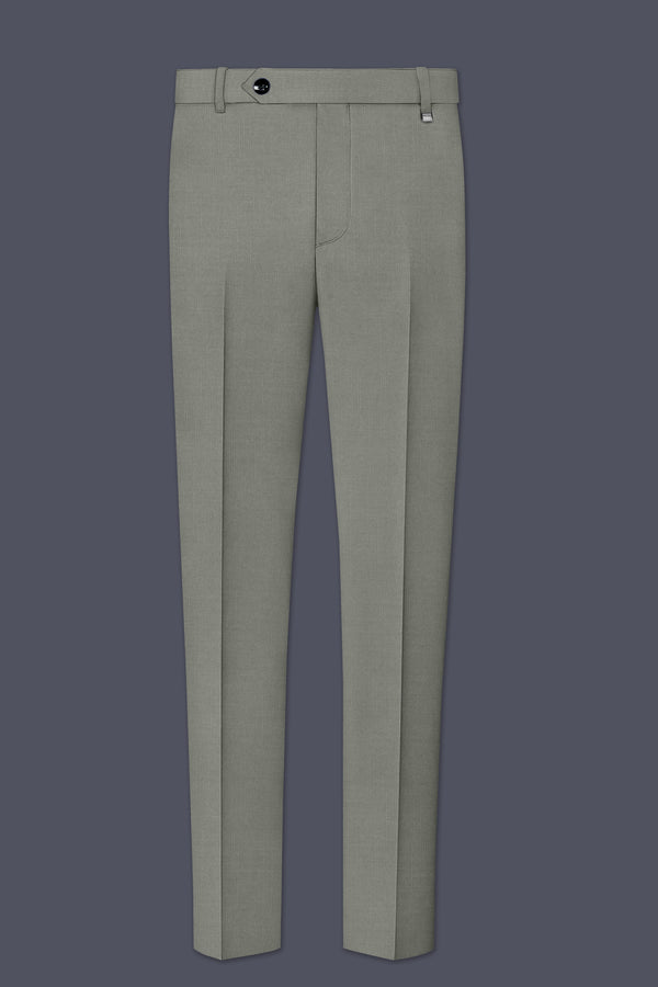 Verdure-Sage Green Wool Rich Stretchable Waistband Pant