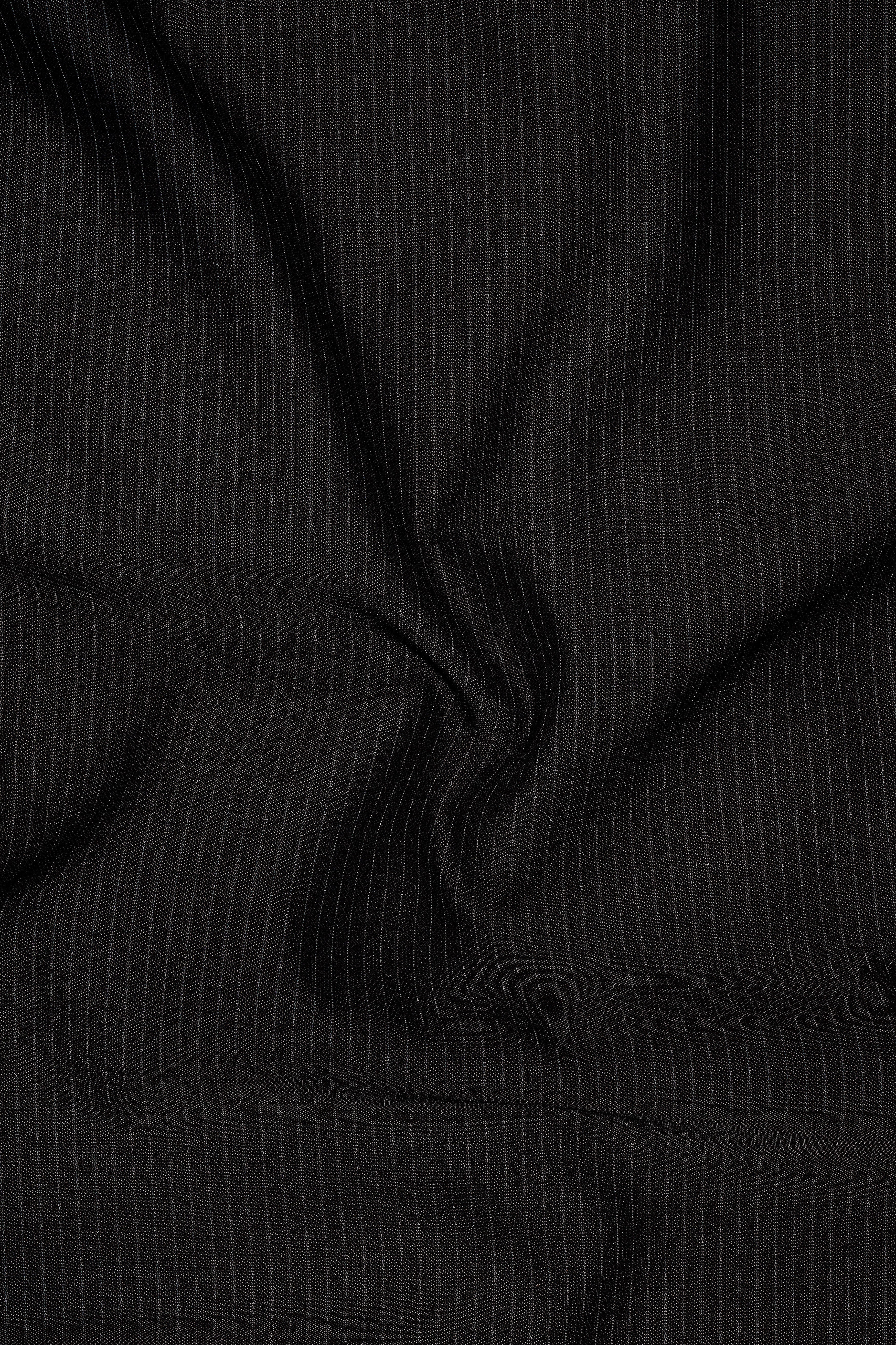 Imperio-Umber Brown Pencil Striped Wool Rich Slight Stretch Waistband Pant