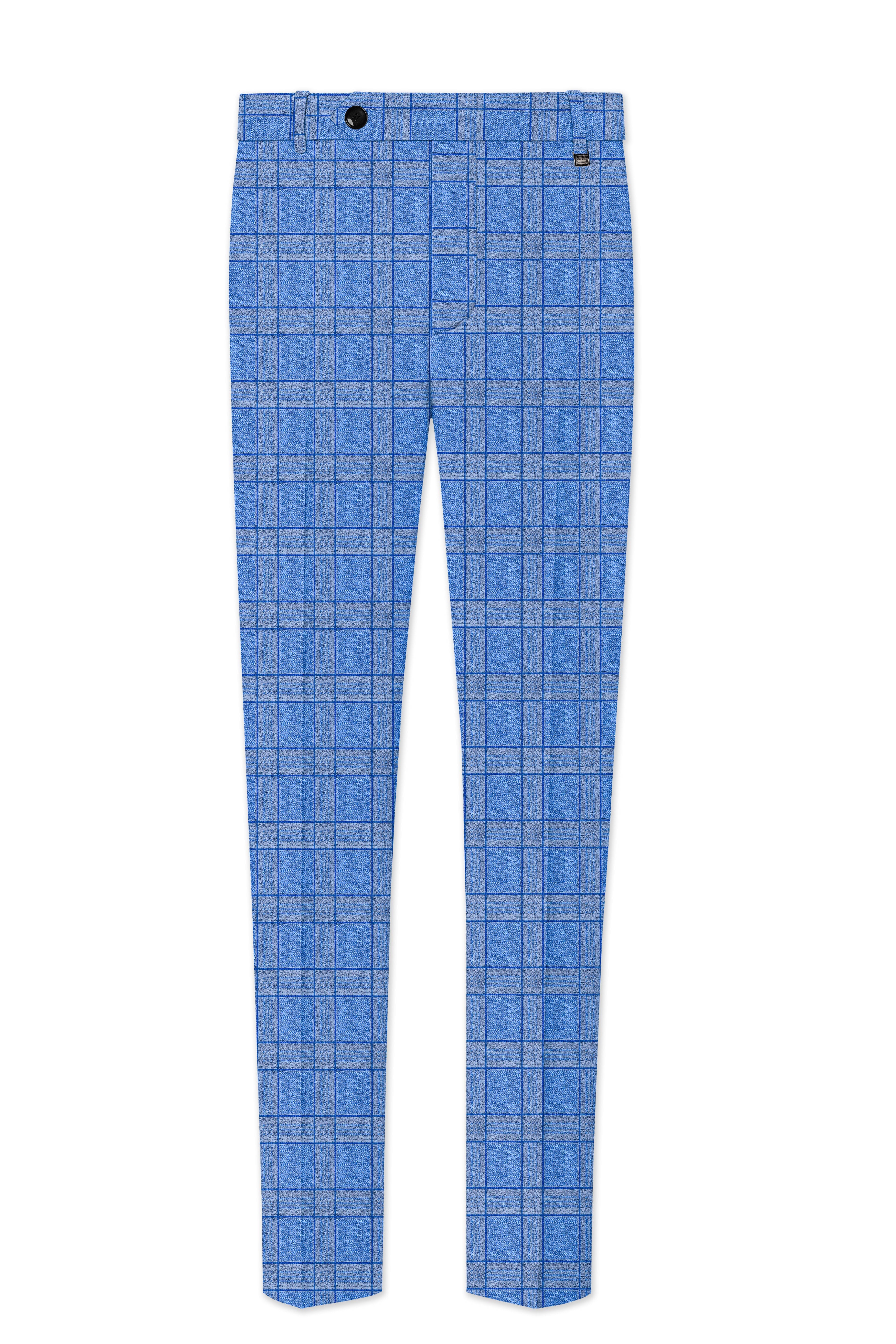Mariner-Danube Blue Wool Blend Stretchable Waistband Pant