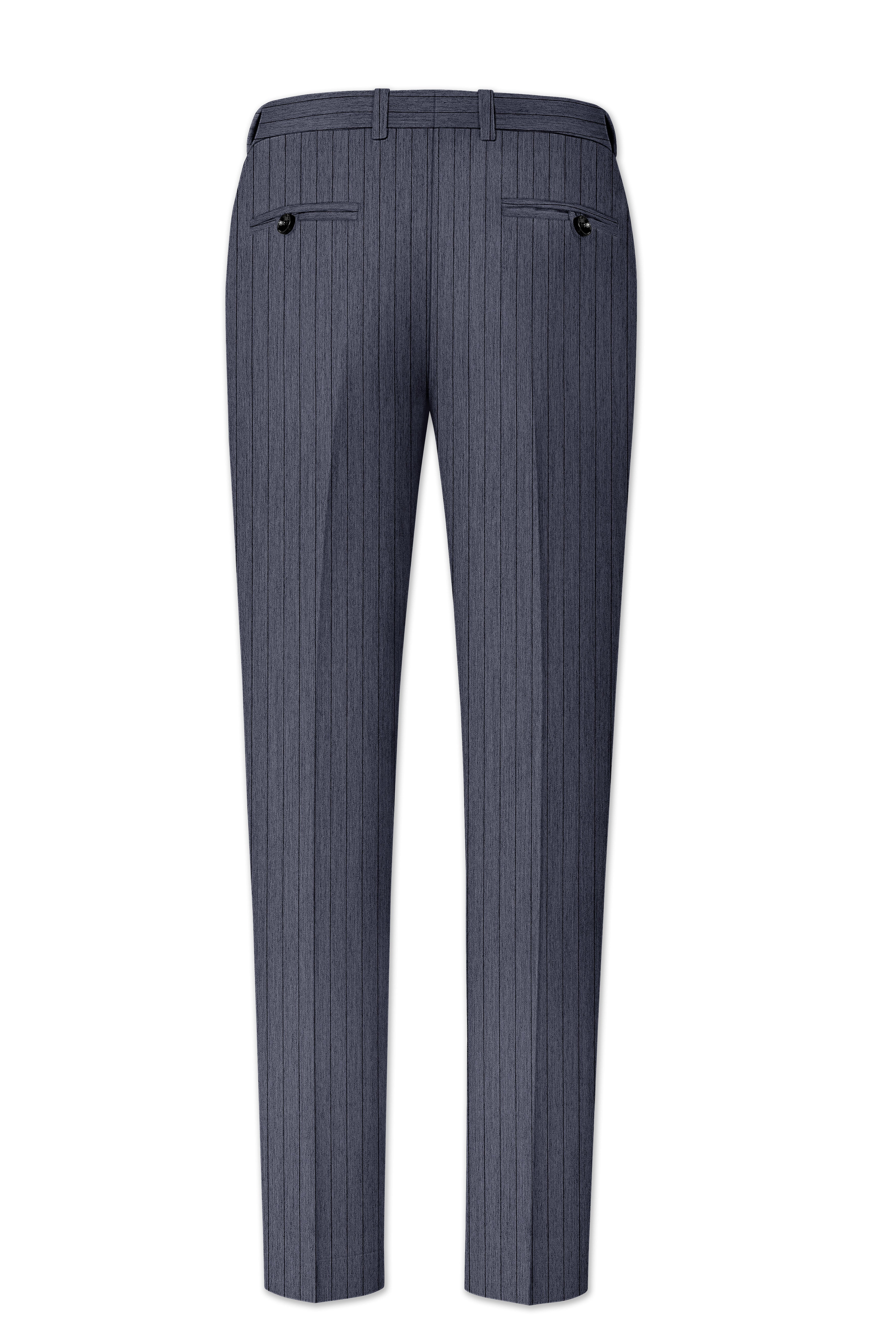 Azurion-Ninja Blue Pin Striped Wool Rich Slight Stretch Waistband Pant