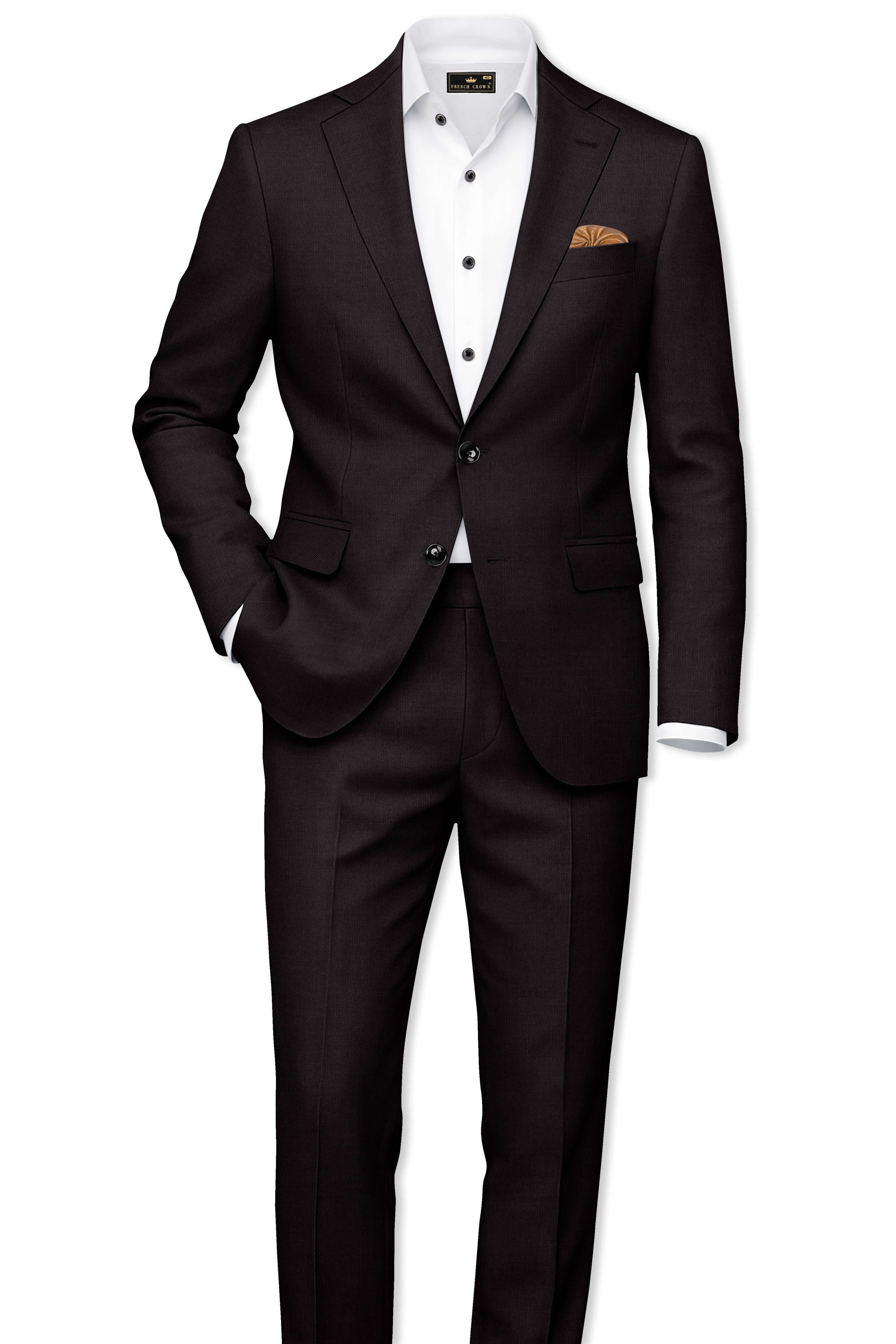 Umbero-Eclipse Brown Wool Rich Slight Stretch Waistband Pant