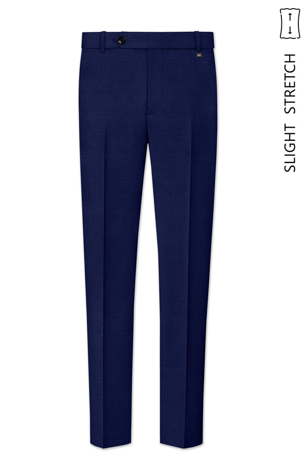 Obsidio-Ebony Navy Blue Wool Rich Slight Stretch Waistband Pant