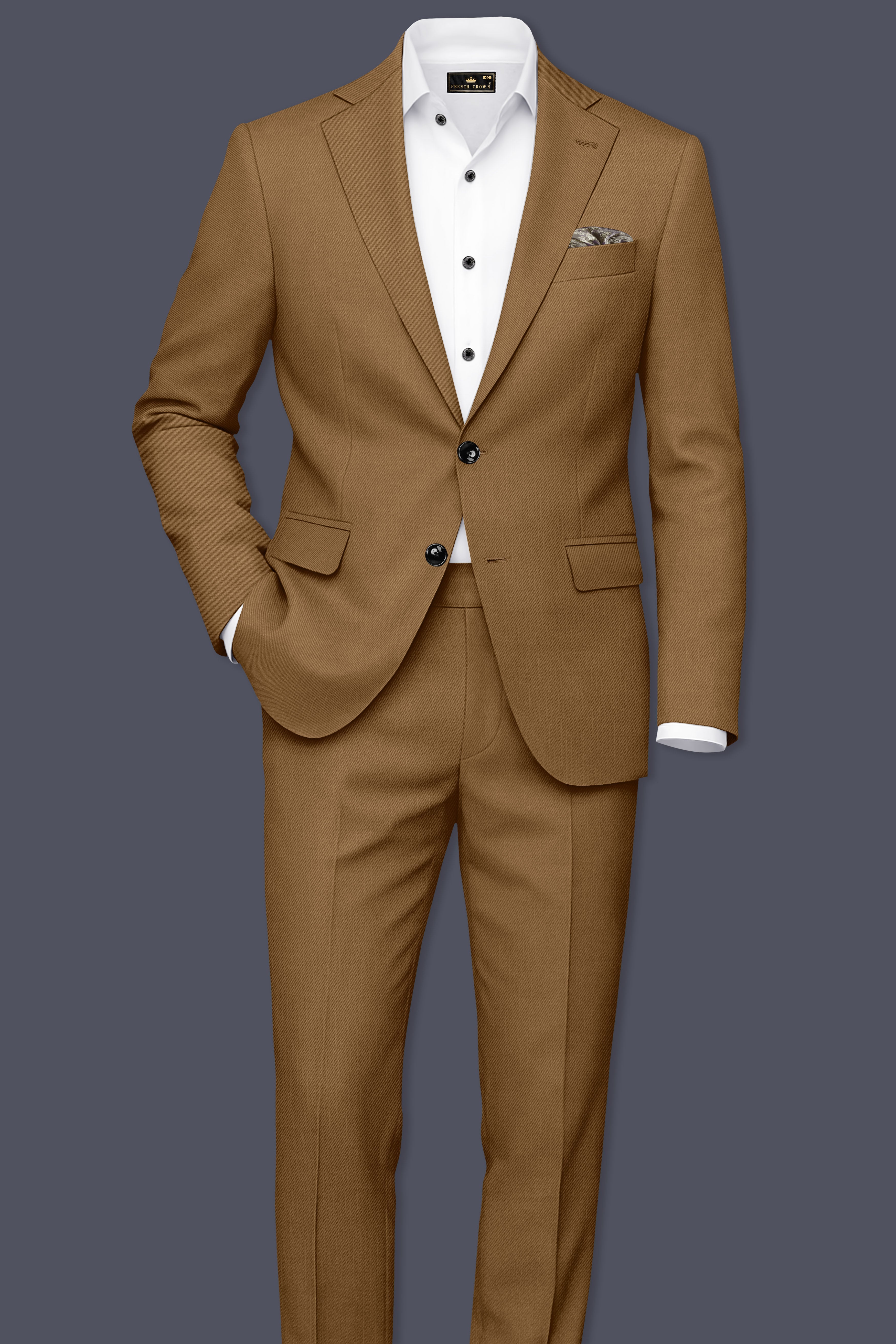 Sapphire-Potters Brown Wool Rich Slight Stretch Waistband Pant