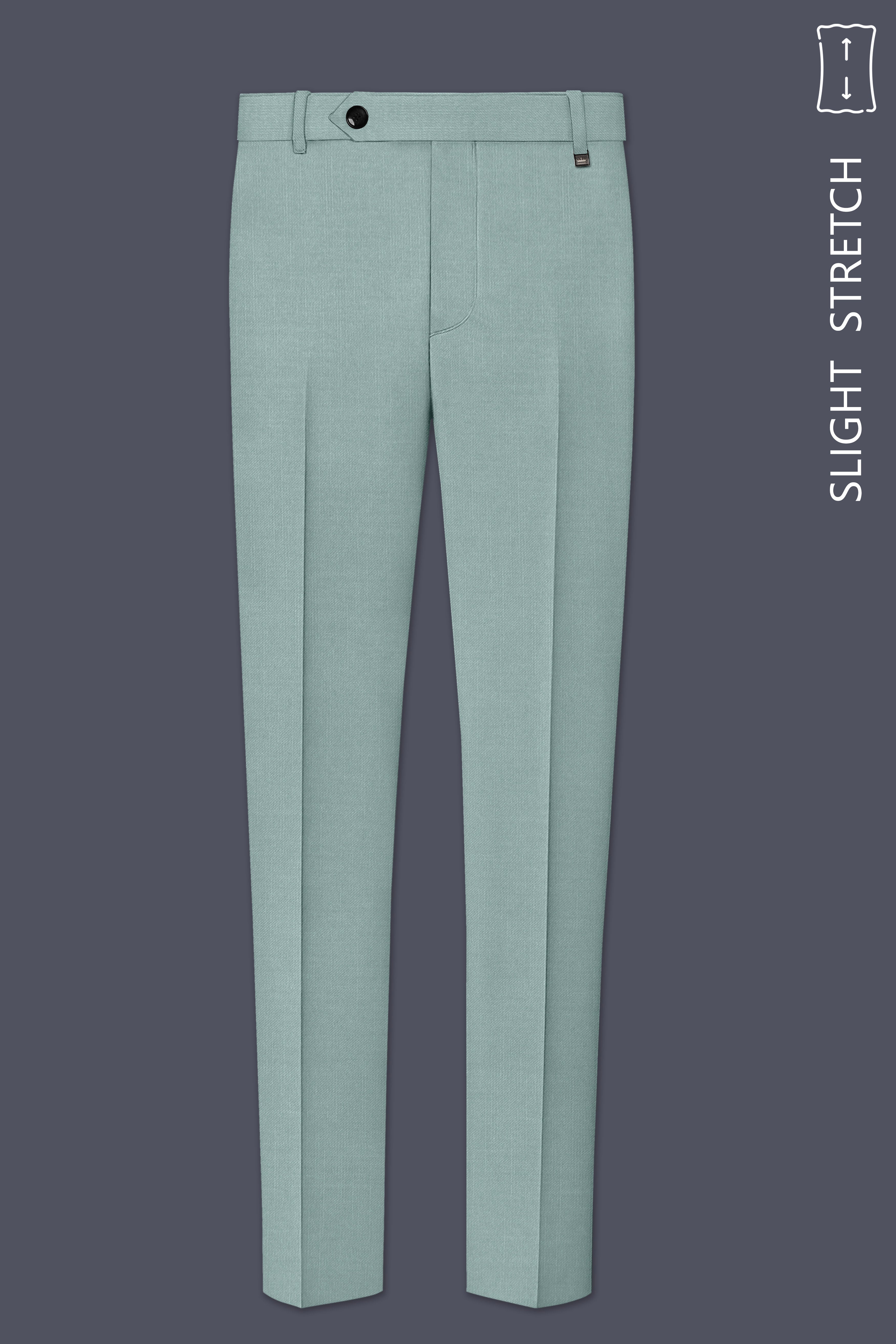 Tropic-Cadet Green Wool Rich Slight Stretch Waistband Pant