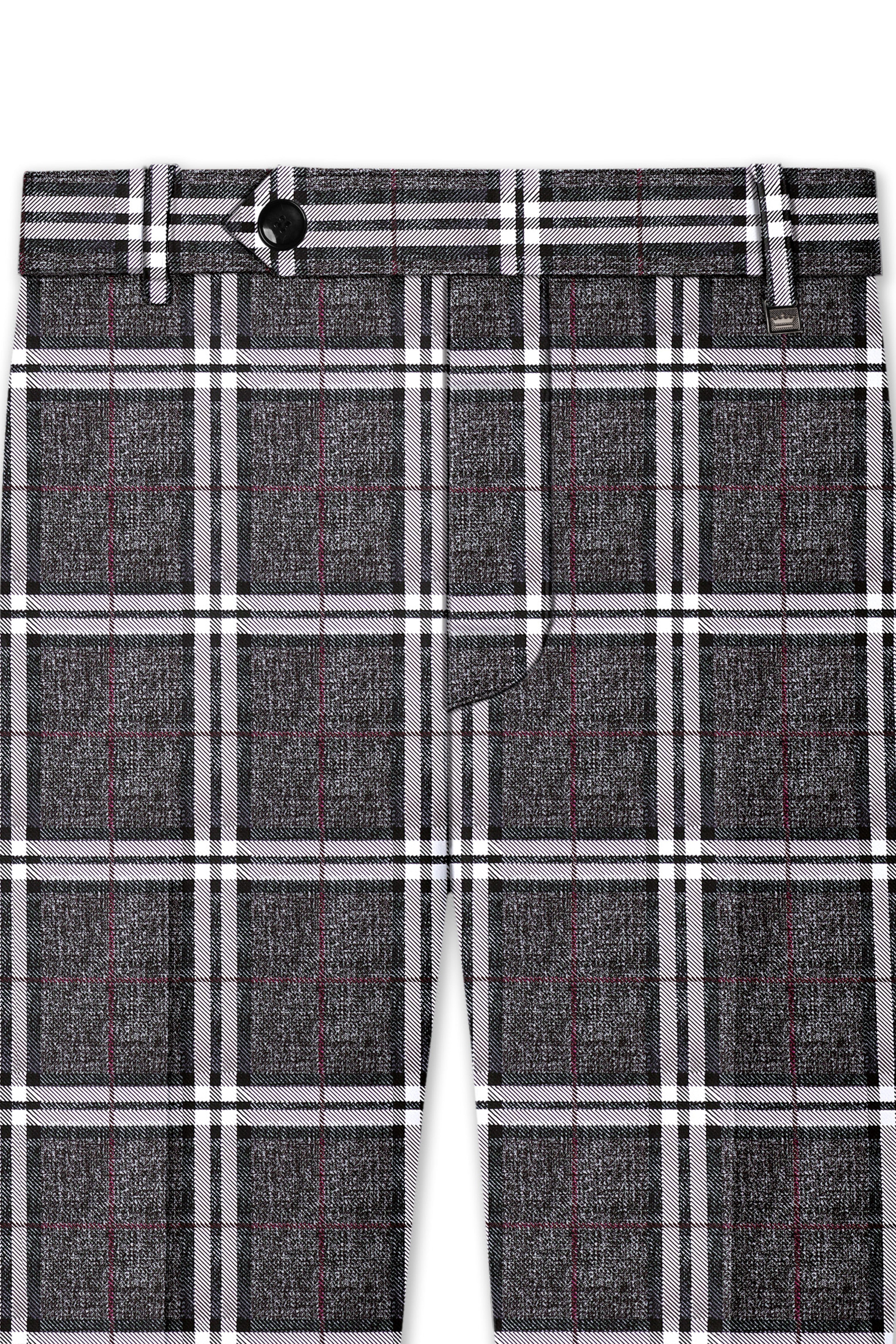 Axiom-Granite Gray Plaid Wool Rich Waistband Pant