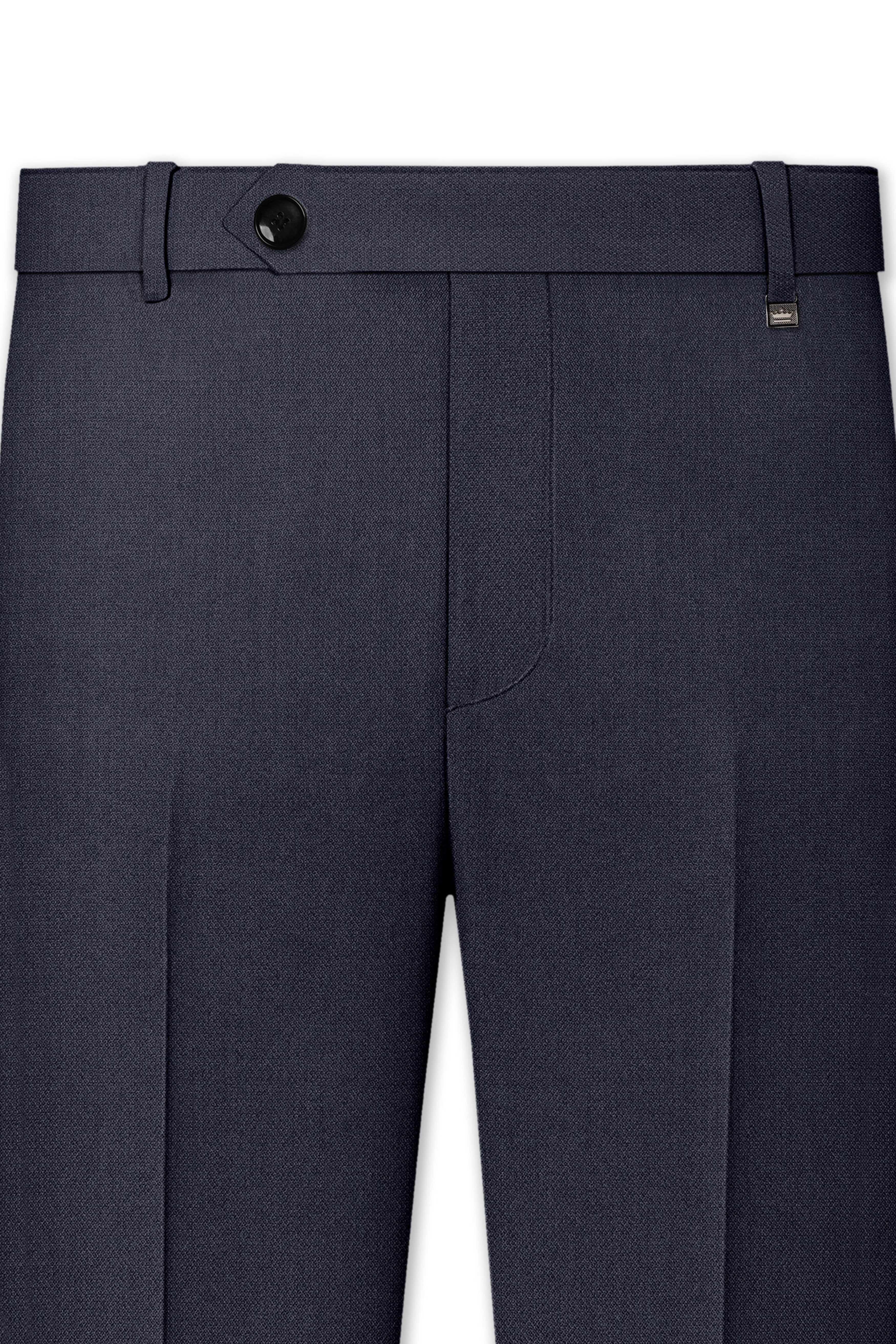 Obsidian-Paynes Gray Diamond Textured Wool Rich Slight Stretch Waistband Pant