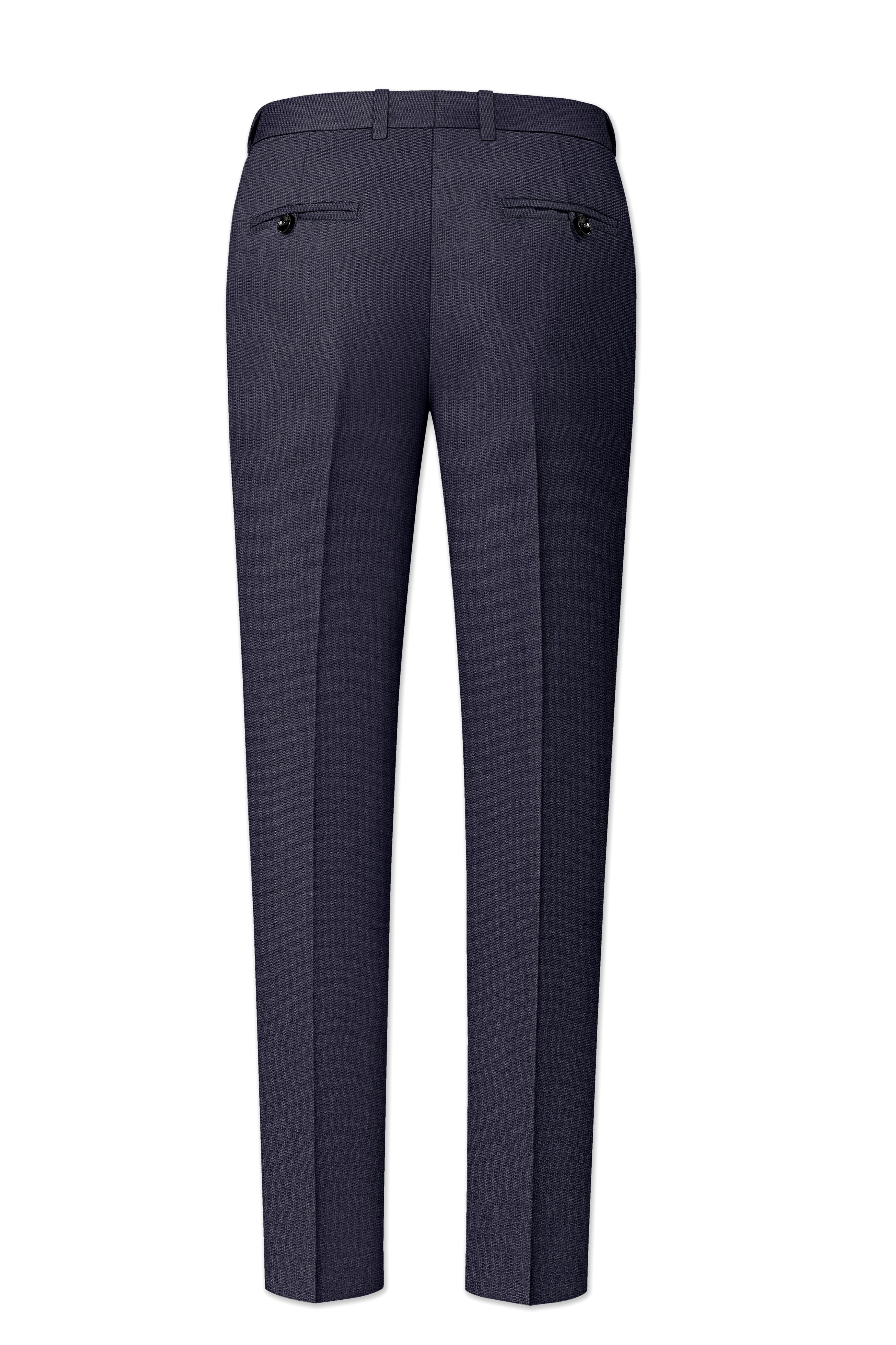 Obsidian-Paynes Gray Diamond Textured Wool Rich Slight Stretch Waistband Pant