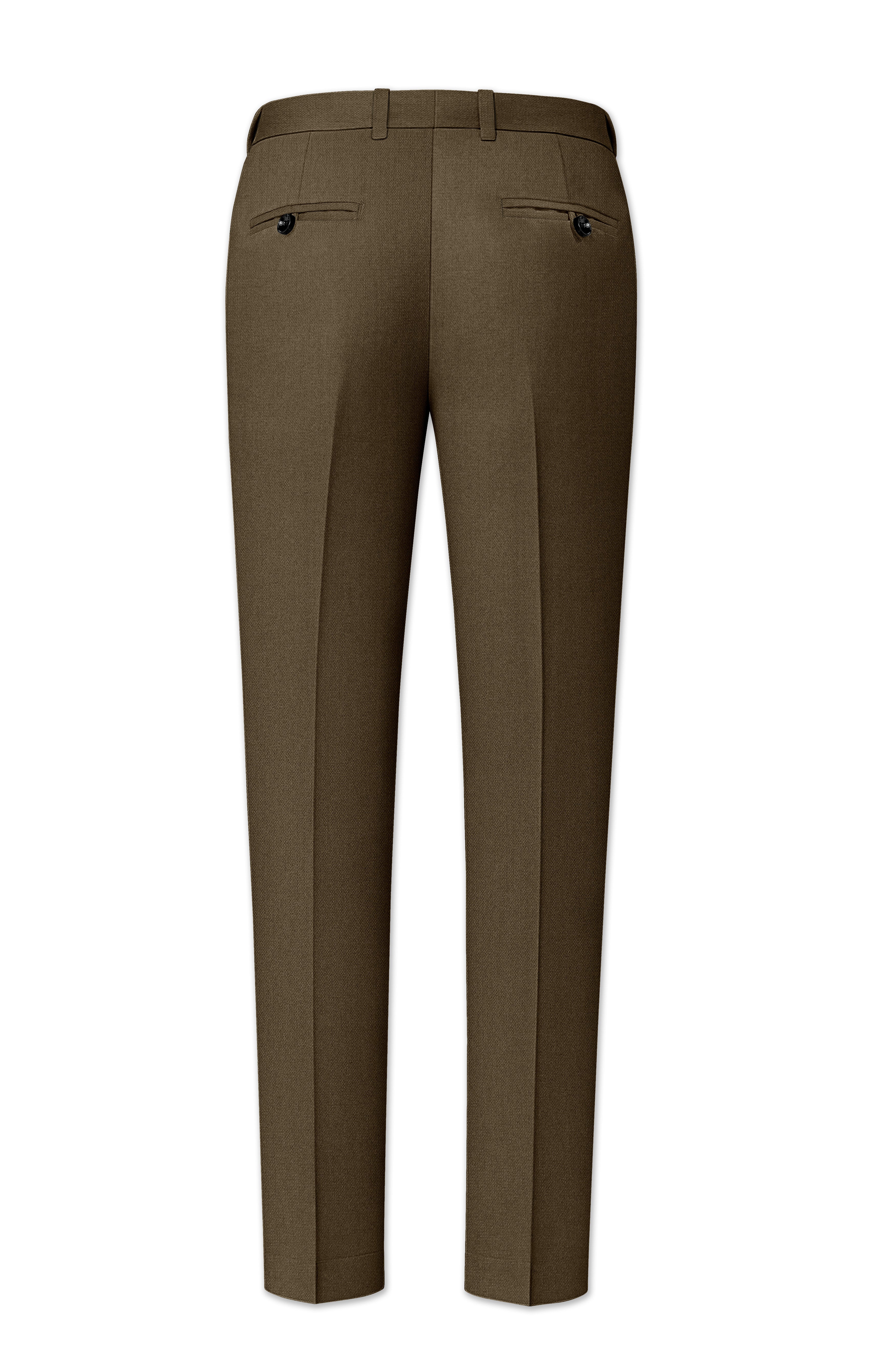 Vireo-Taupe Brown Diamond Textured Wool Rich Slight Stretch Waistband Pant