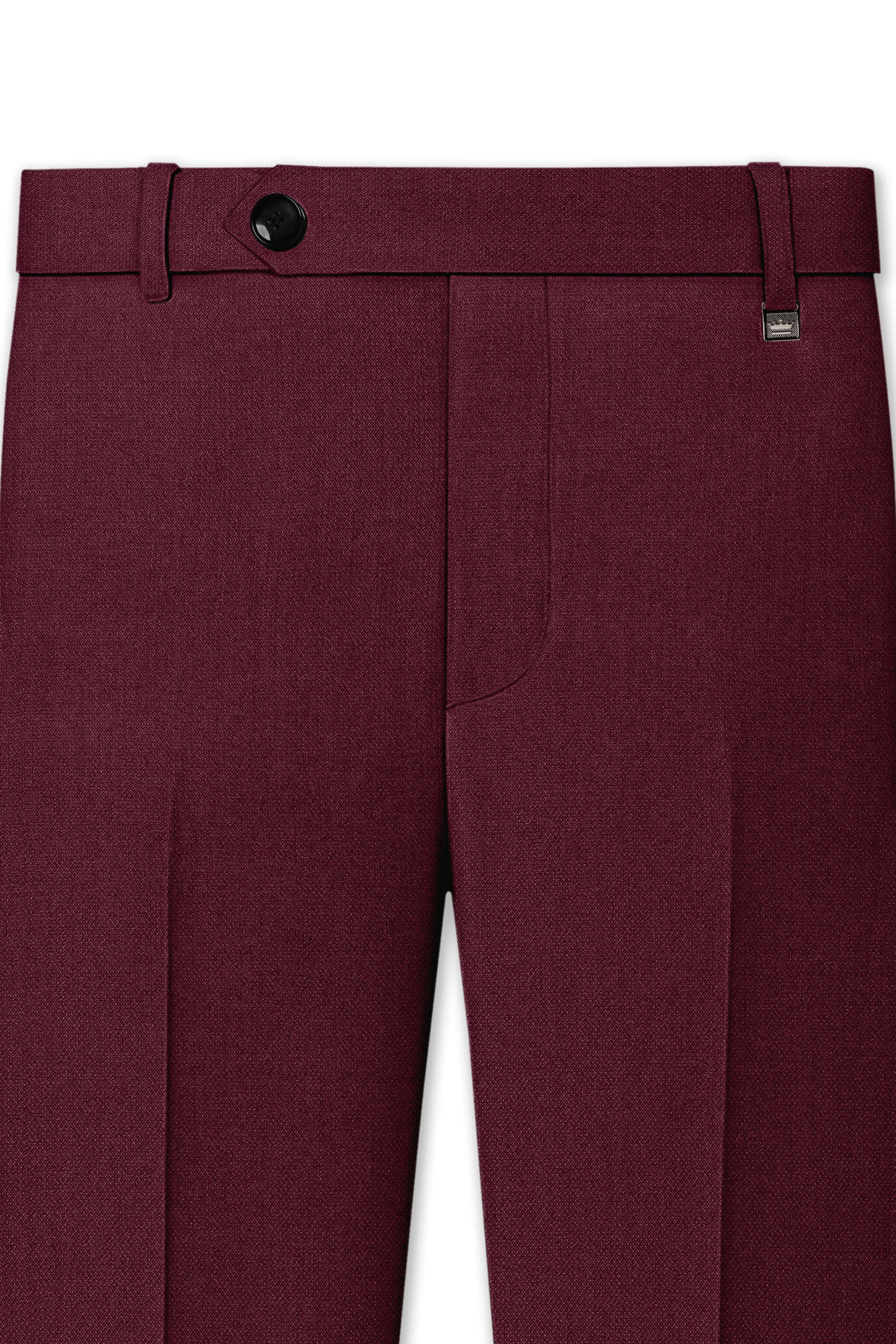 Imperial-Crater Maroon Diamond Textured Wool Rich Slight Stretch Waistband Pant