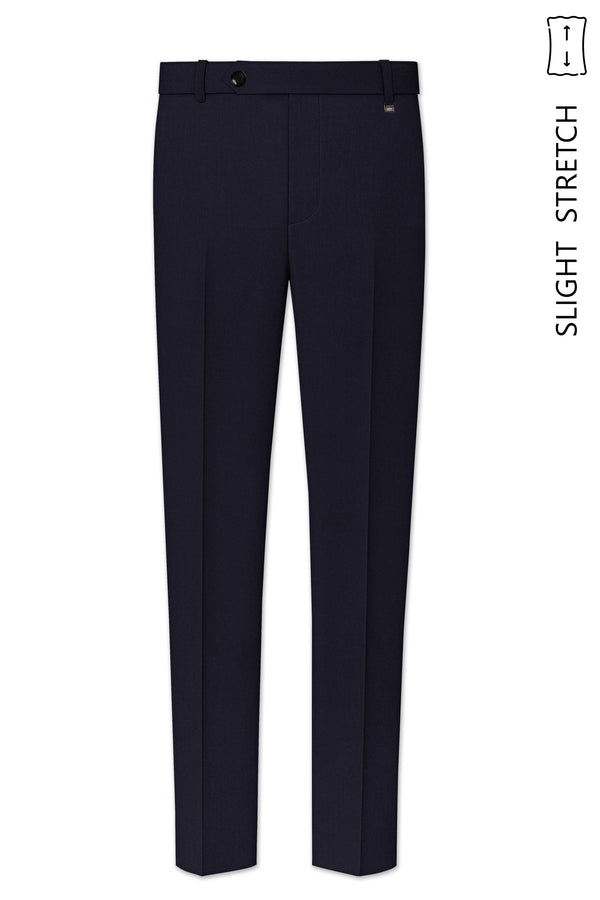 Monarch-Vulcan Blue Diamond Textured Wool Rich Slight Stretch Waistband Pant