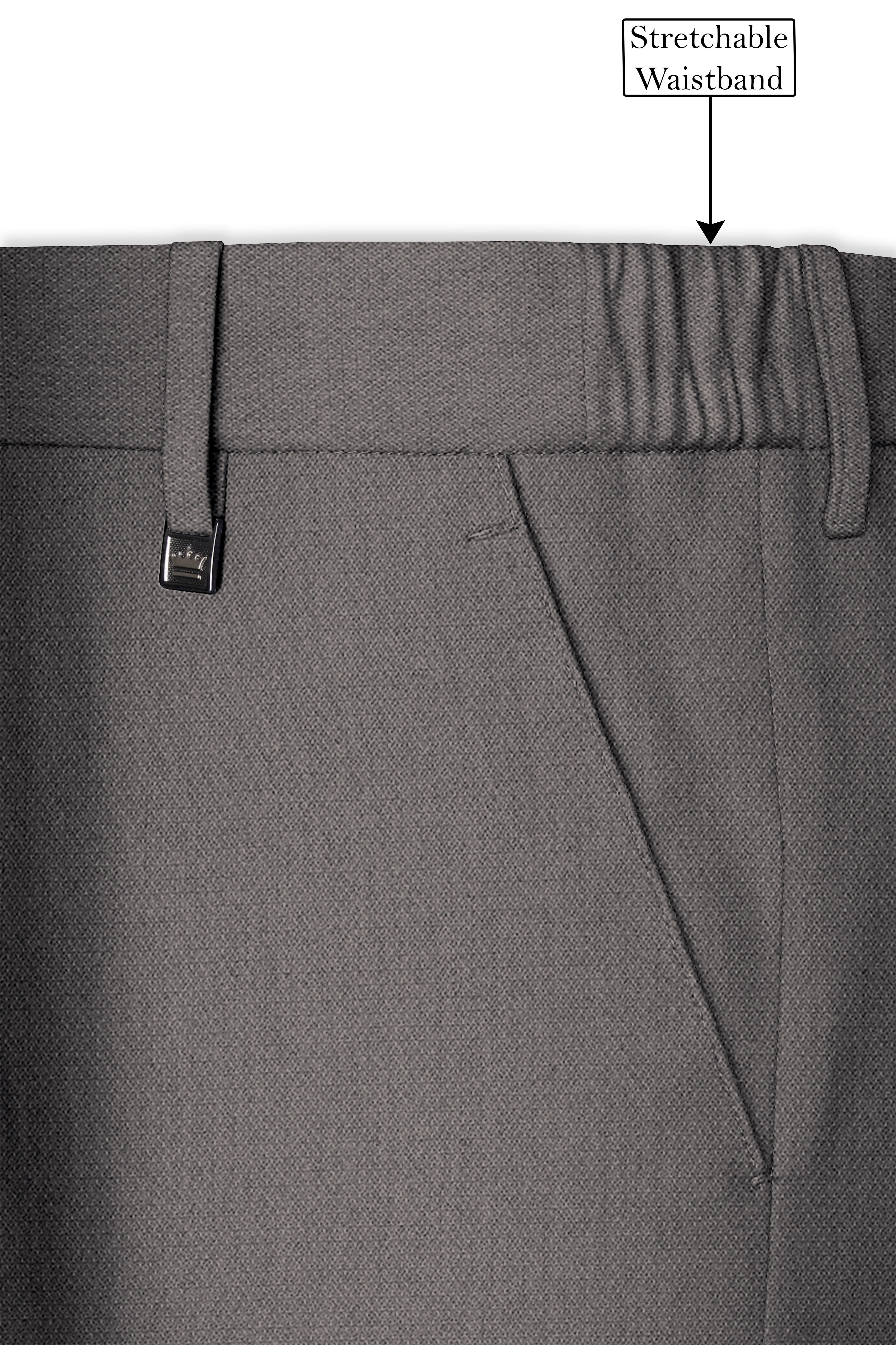 Sterling-Ironside Gray Diamond Textured Wool Rich Slight Stretch Waistband Pant