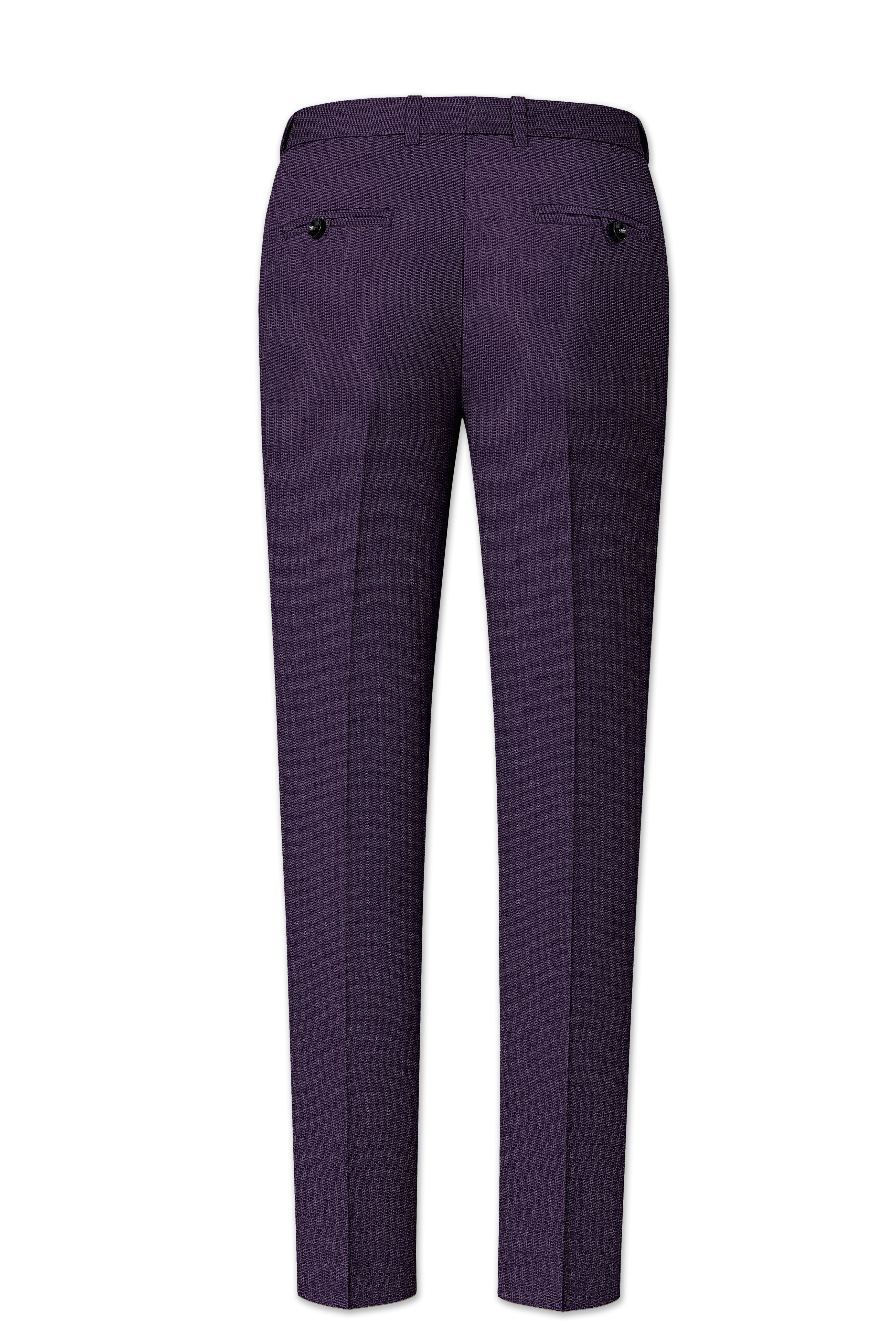 Opulent-Bastille Purple Diamond Textured Wool Rich Slight Stretch Waistband Pant
