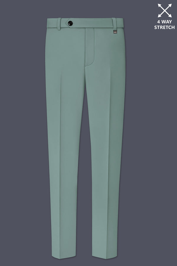 Verde-Korean Spanish Green 4-Way Stretch Wrinkle-Free Wool Rich Stretchable Waistband Pant