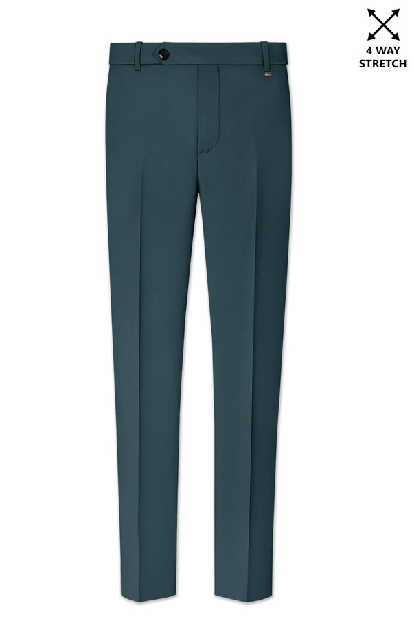 Navaro-Korean Gable Blue 4-Way Stretch Wrinkle-Free Wool Rich Stretchable Waistband Pant