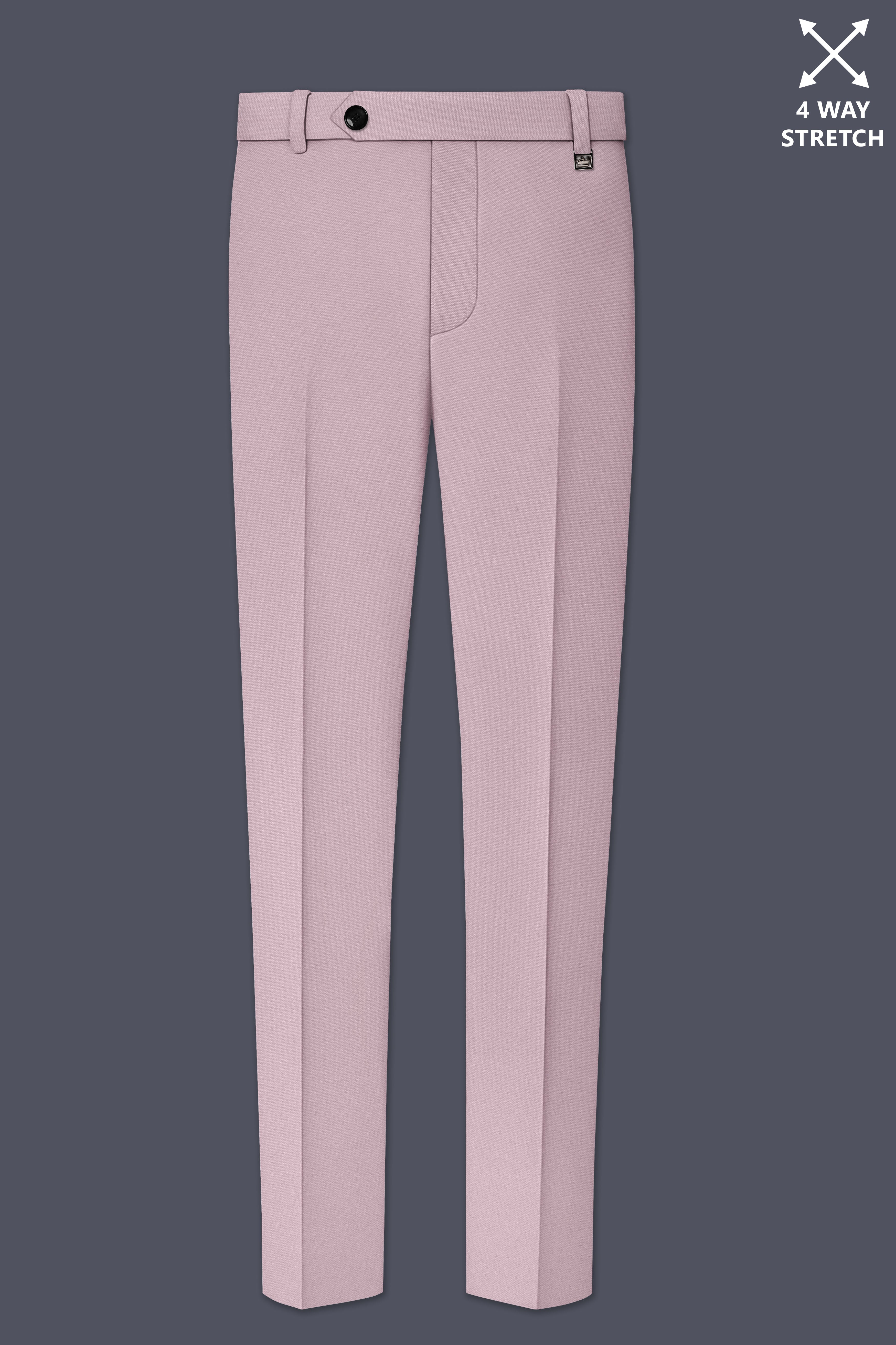 Allure-Korean Blossom Pink 4-Way Stretch Wrinkle-Free Wool Rich Stretchable Waistband Pant