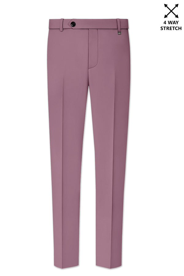 Rouge-Korean Opium Pink 4-Way Stretch Wrinkle-Free Wool Rich Stretchable Waistband Pant