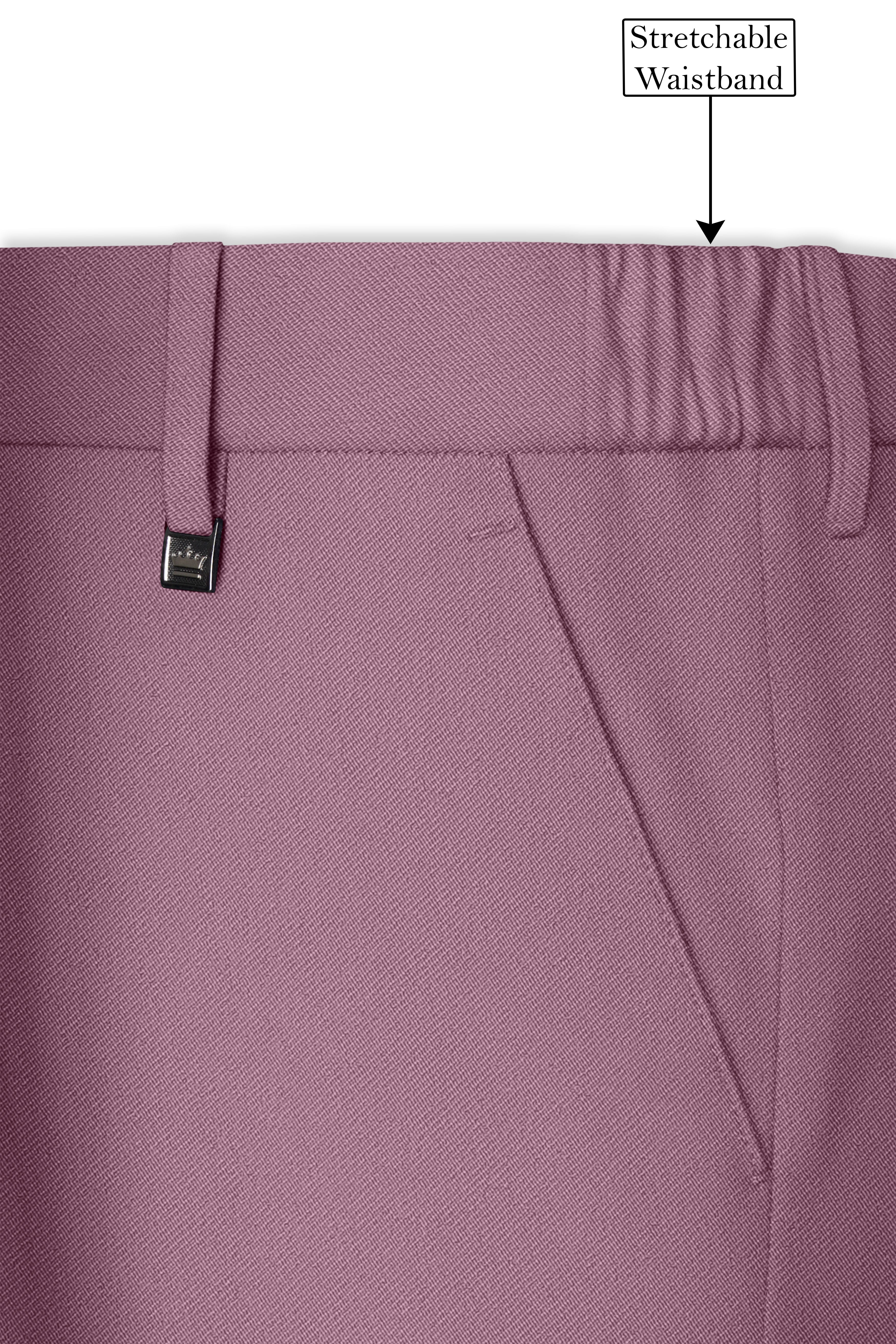 Rouge-Korean Opium Pink 4-Way Stretch Wrinkle-Free Fluid Drape Fabric Stretchable Waistband Pant