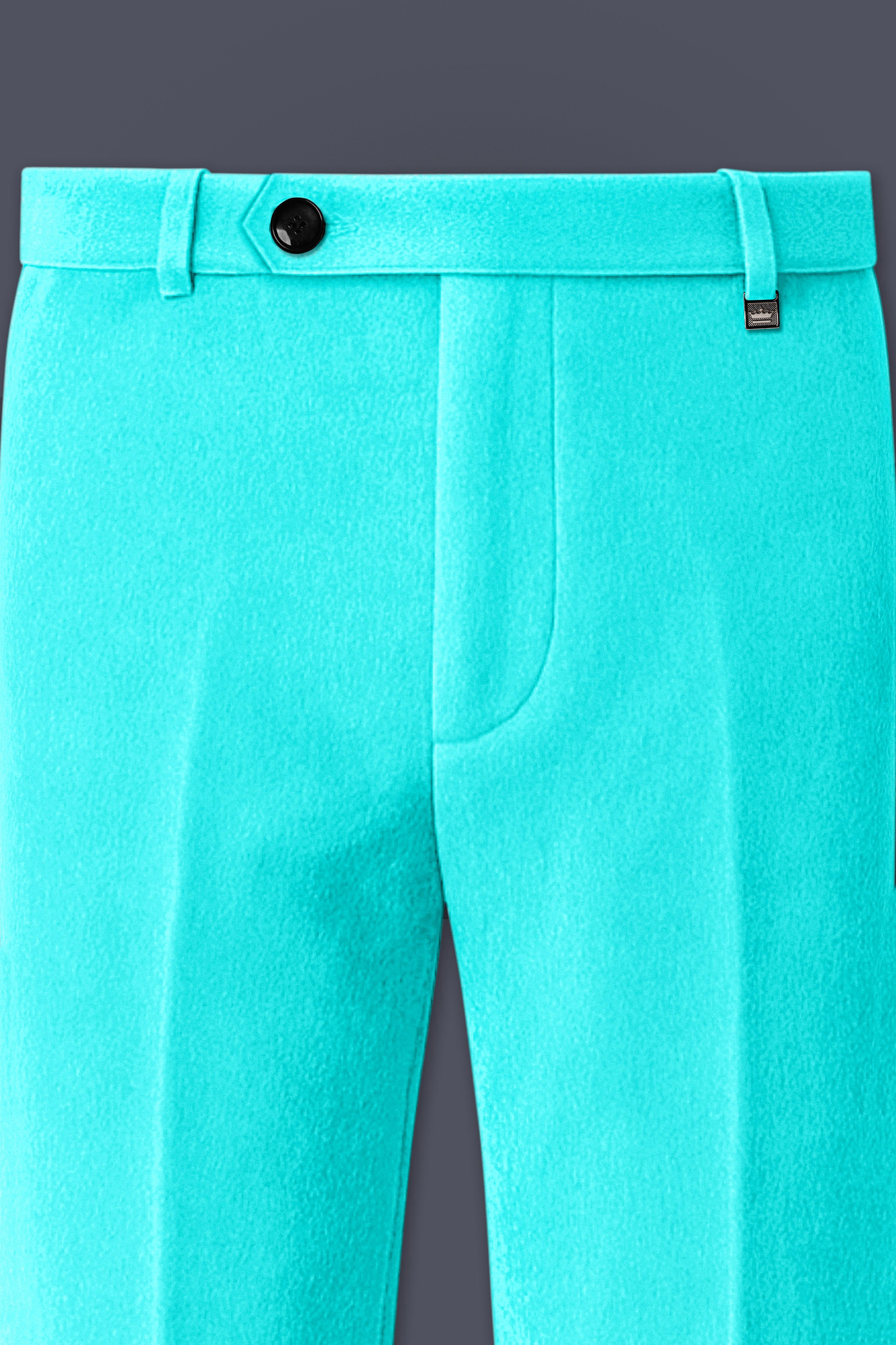 Sovereign-Turquoise Blue Velvet Stretchable Waistband Pant