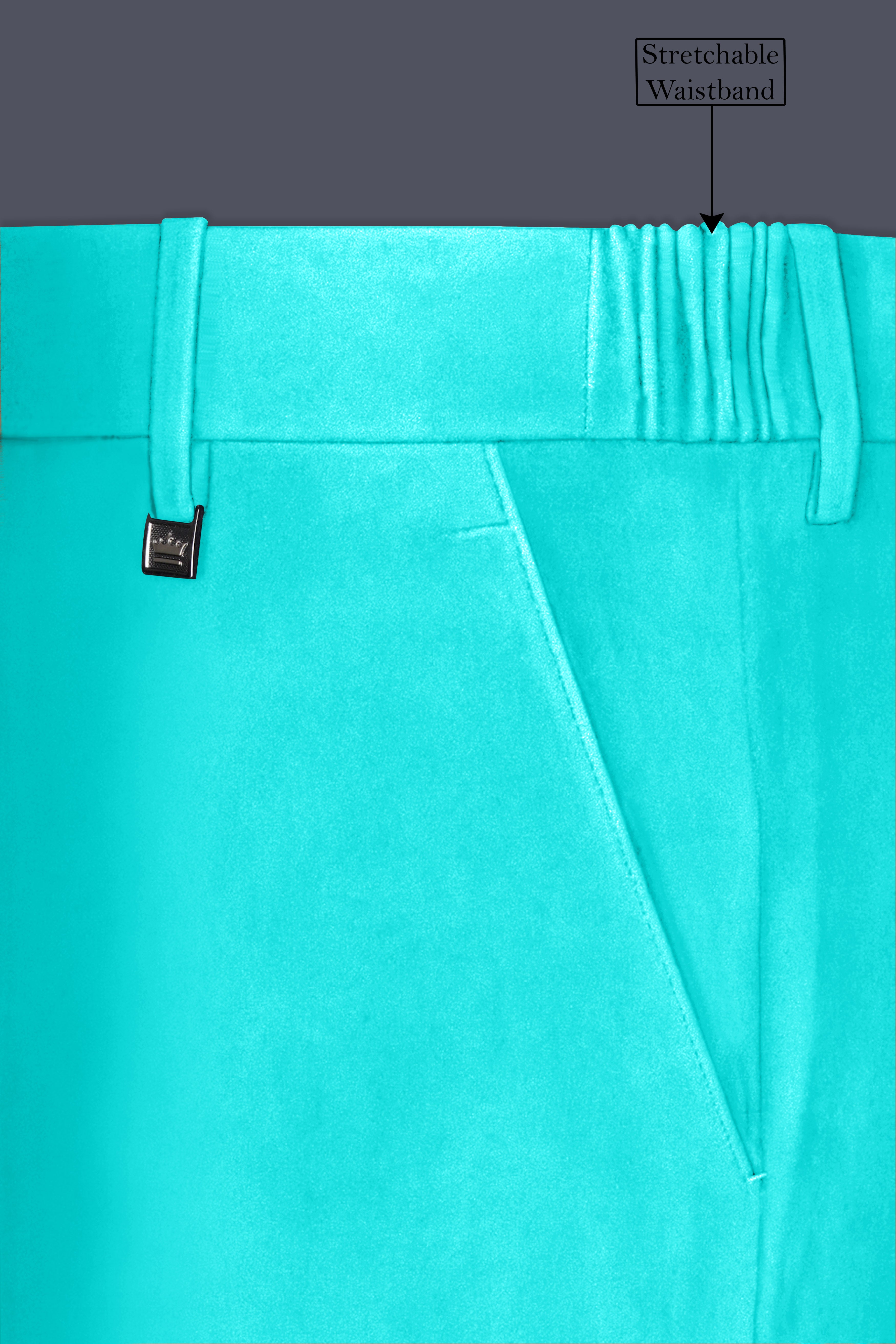 Sovereign-Turquoise Blue Velvet Stretchable Waistband Pant