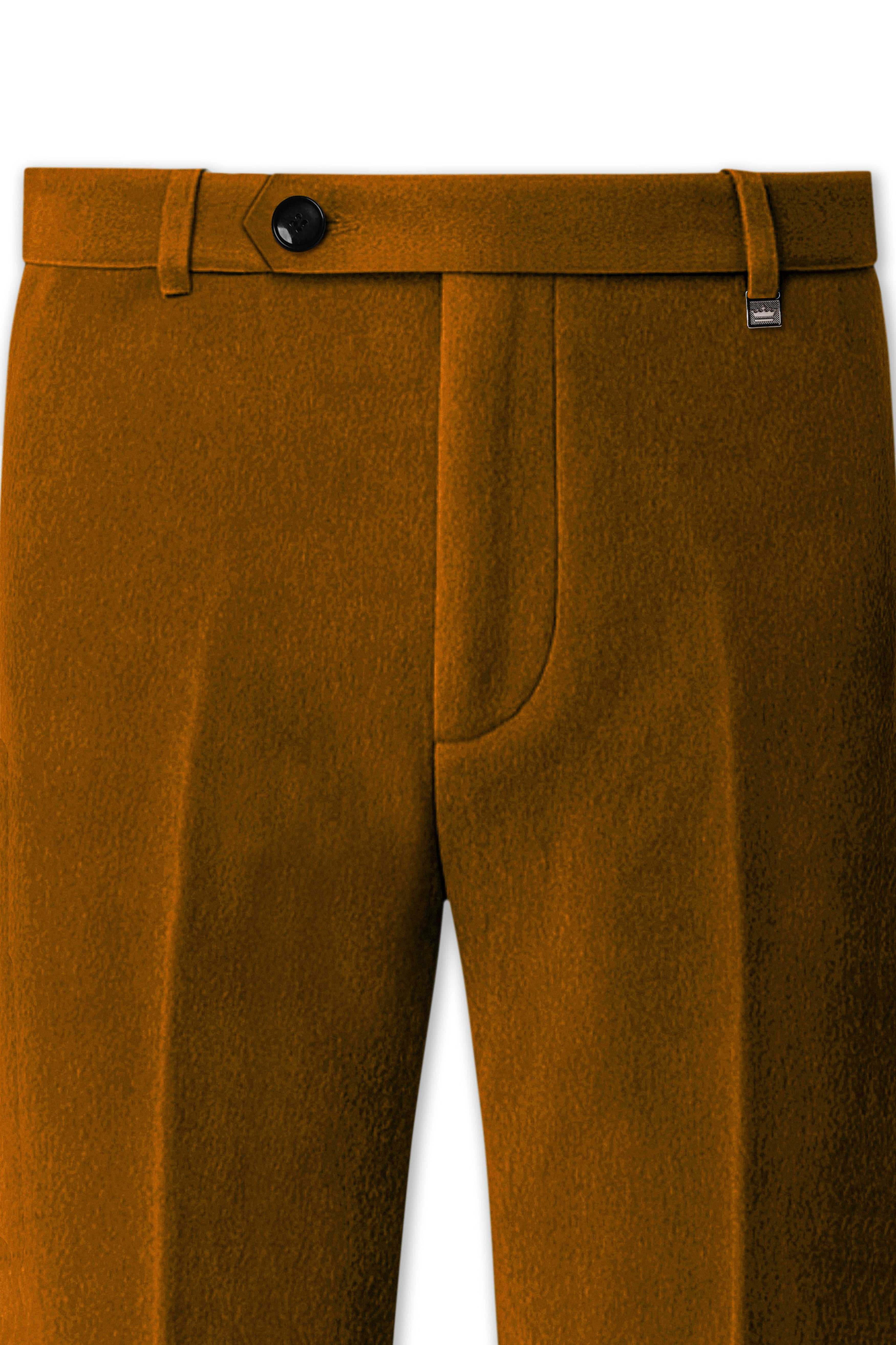 Cavaro-Saddle Brown Velvet Stretchable Waistband Pant