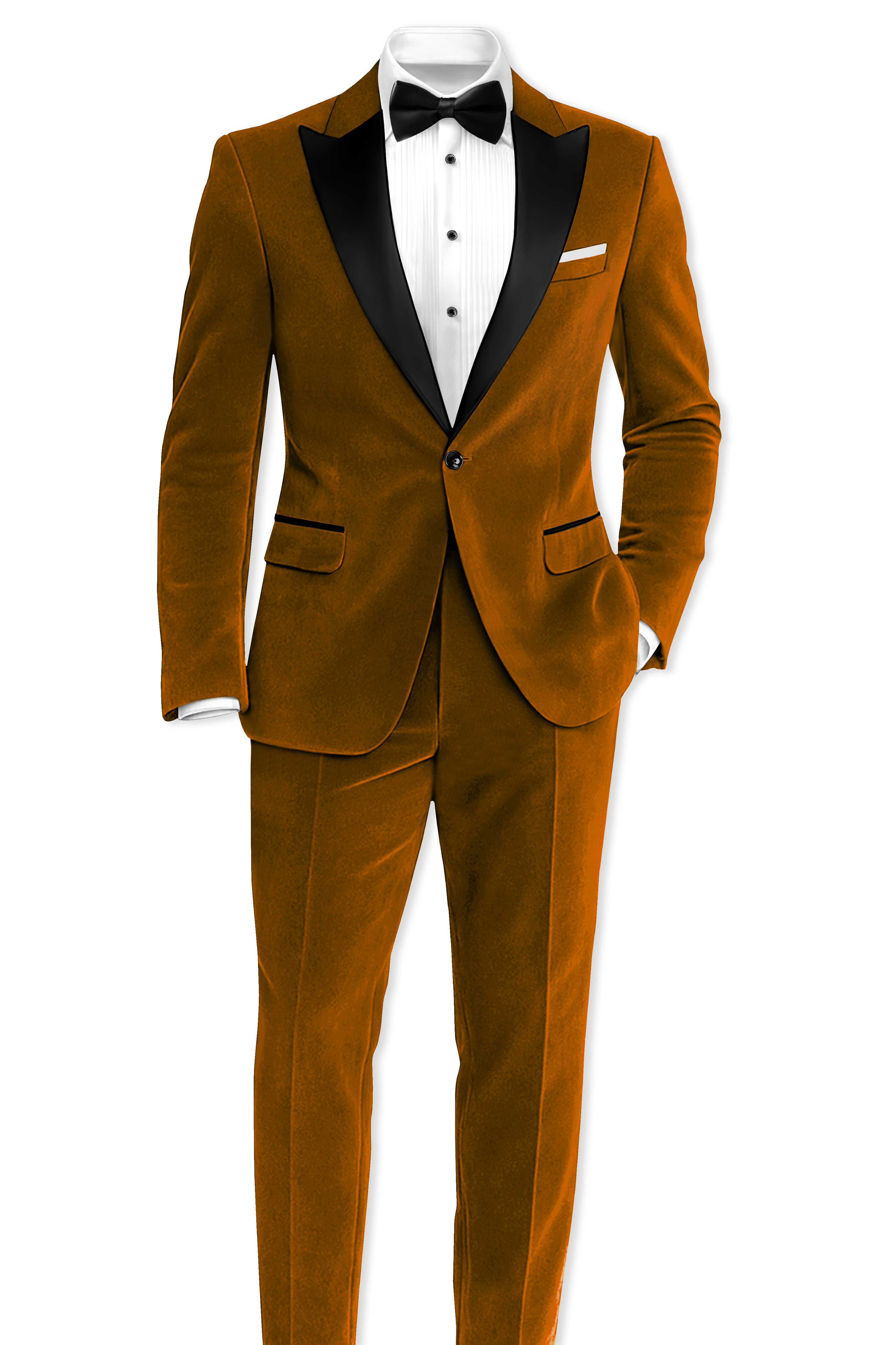 Cavaro-Saddle Brown Velvet Stretchable Waistband Pant