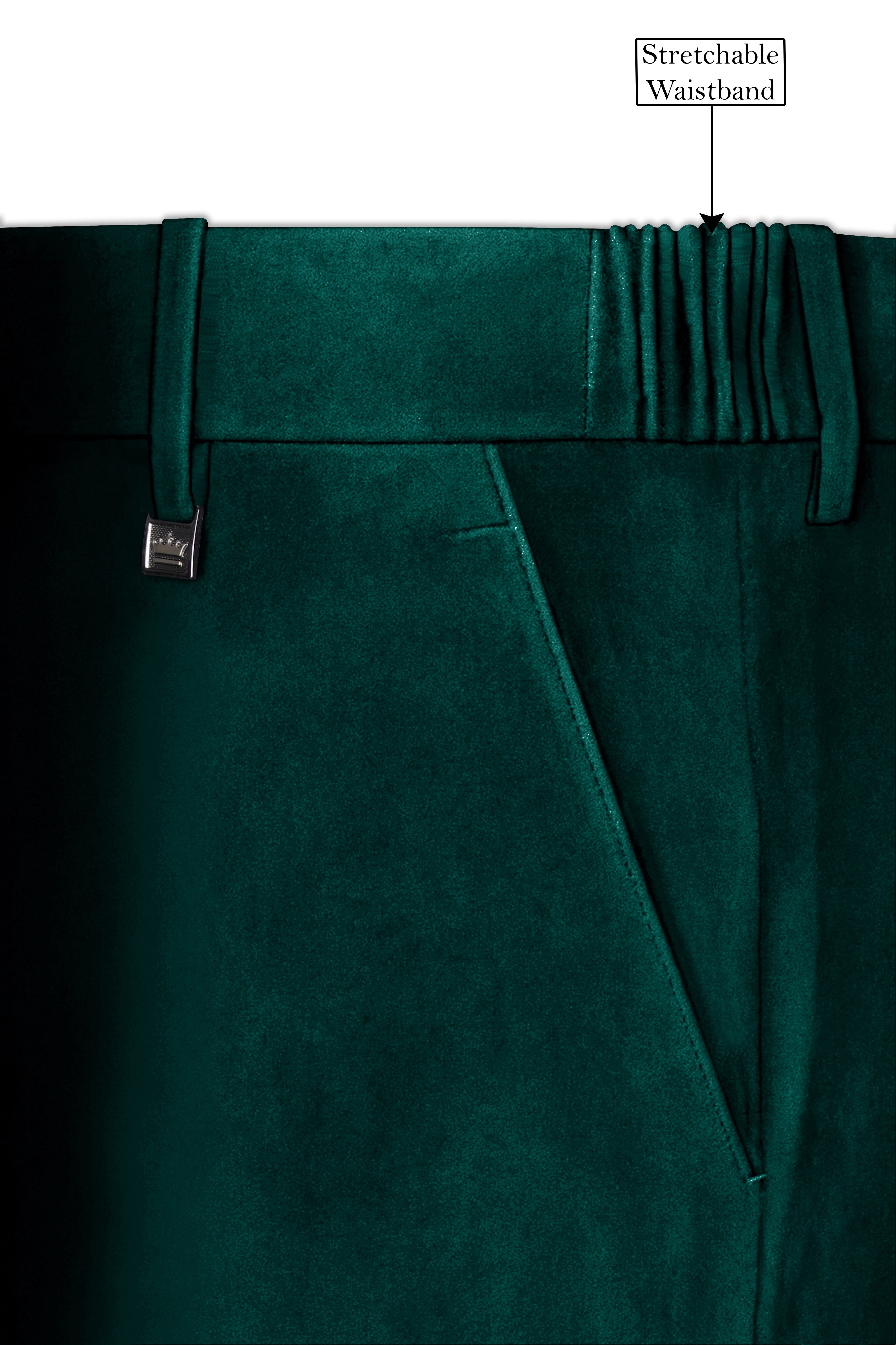 Lagoon-Teal Green Velvet Stretchable Waistband Pant