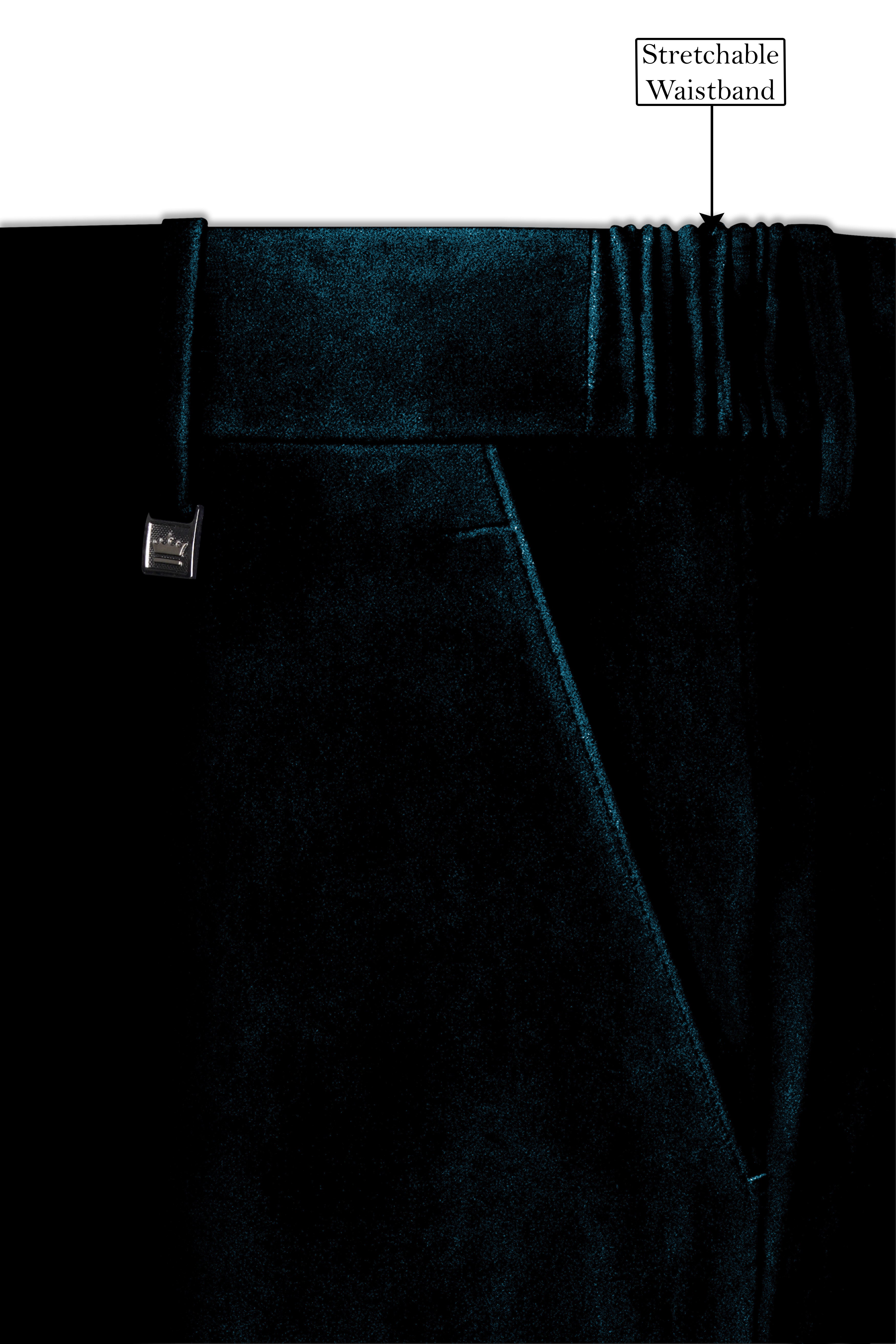 Rogue-Jaguar Blue Velvet Stretchable Waistband Pant