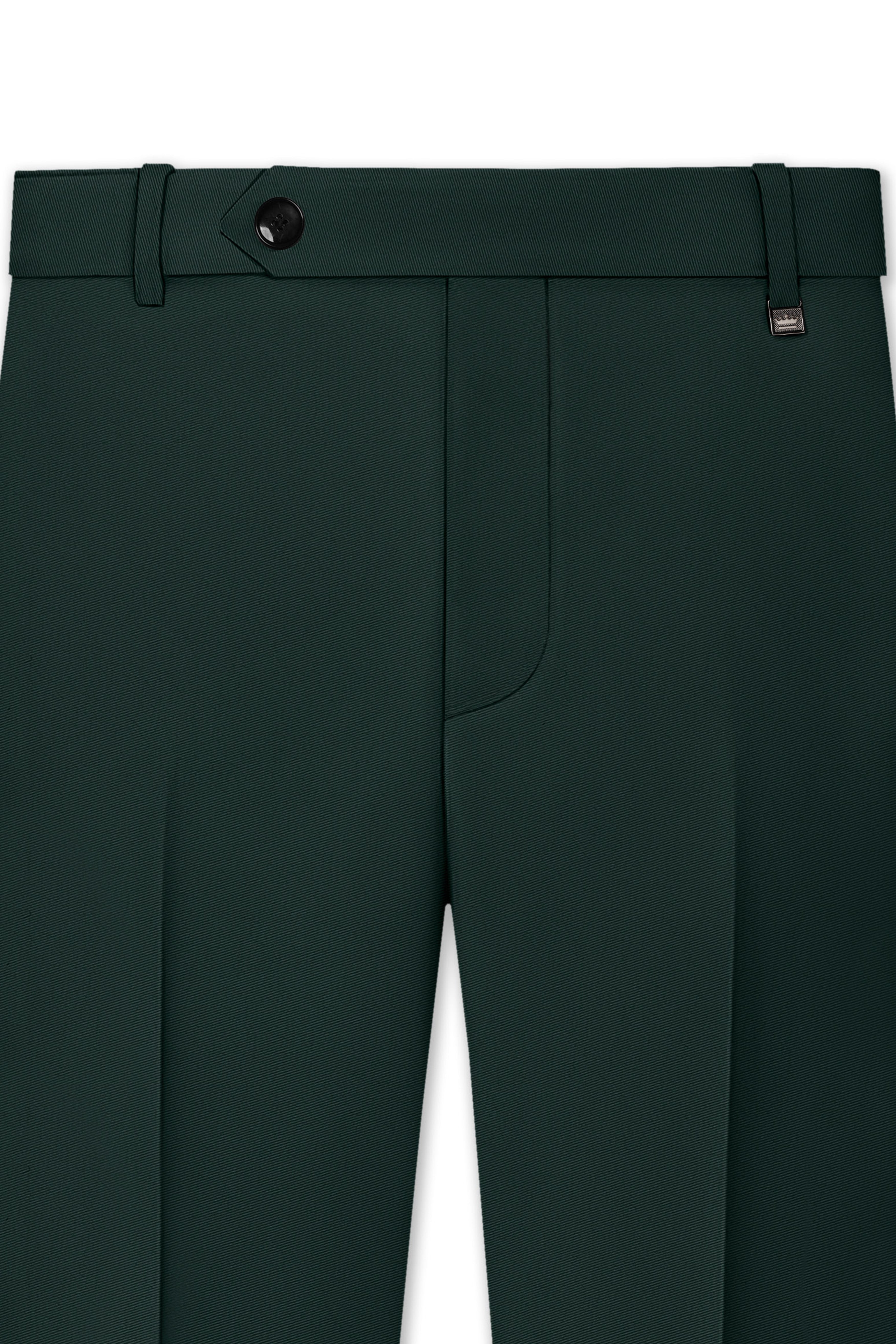 Viridian-Gable Green Slight Stretch Subtle Sheen Poly-Viscose Waistband Pant