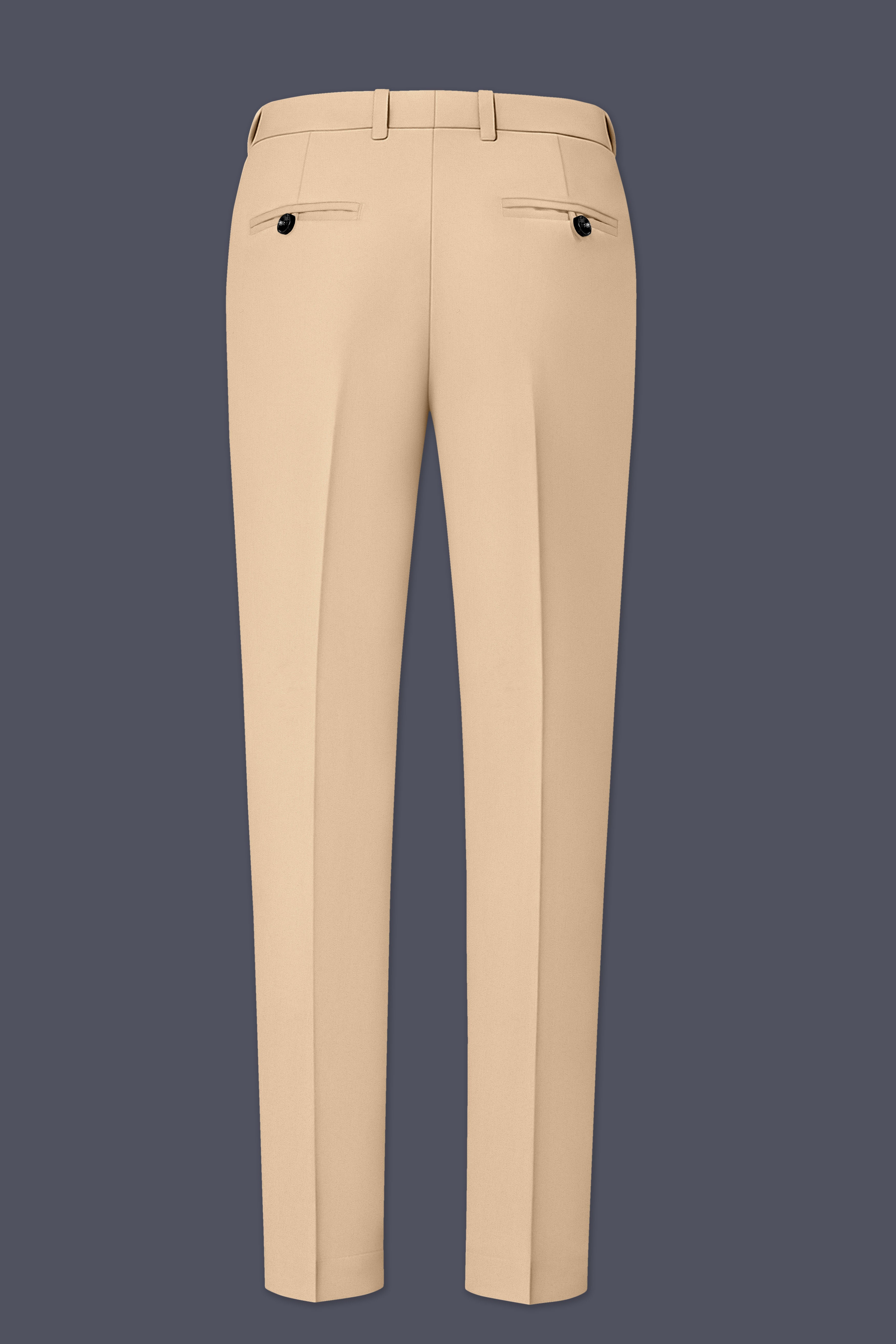 Ecru-Cashmere Cream Slight Stretch Subtle Sheen Poly-Viscose Waistband Pant