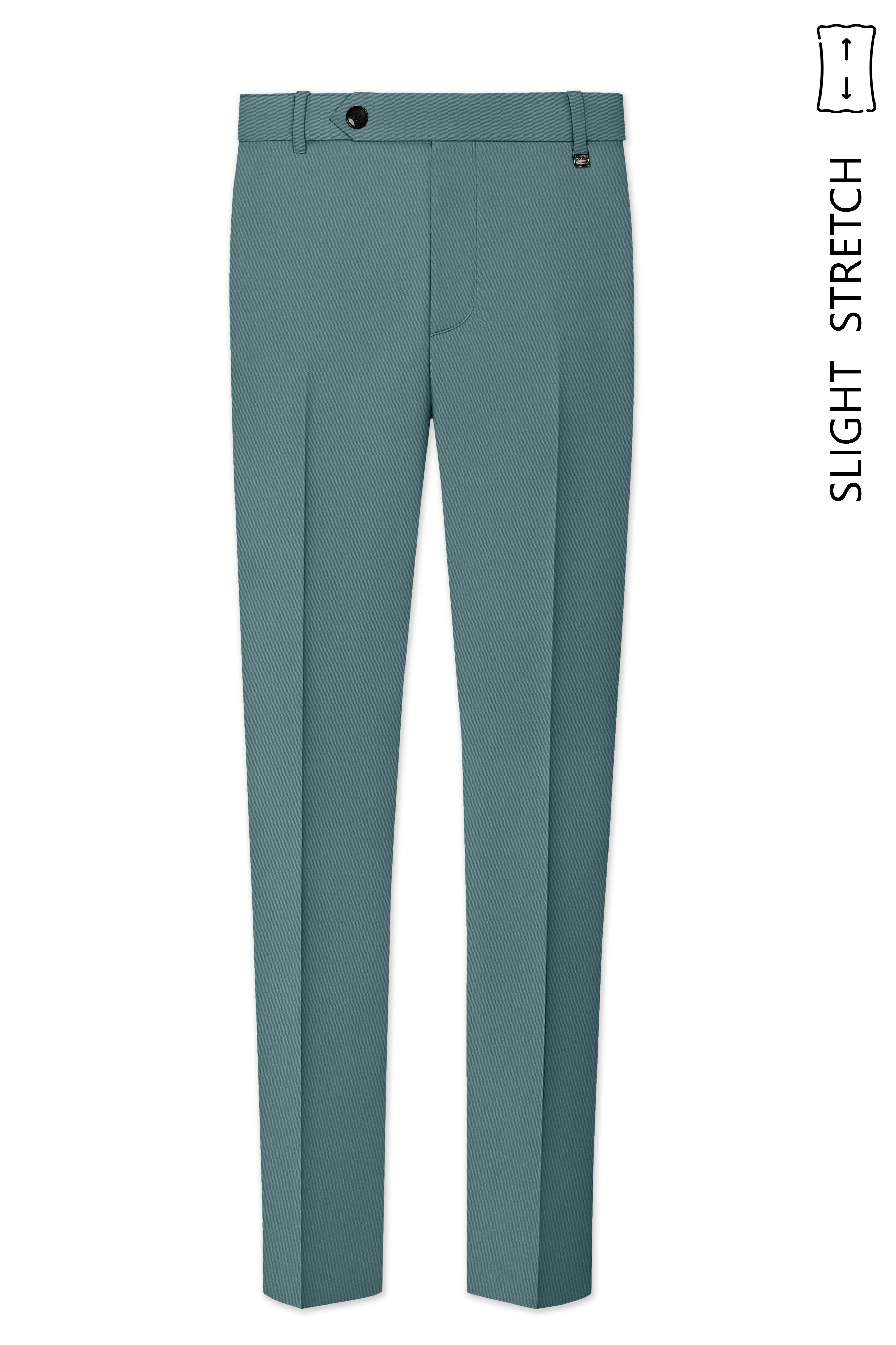 Emerald-Beetle Green Slight Stretch Subtle Sheen Poly-Viscose Waistband Pant