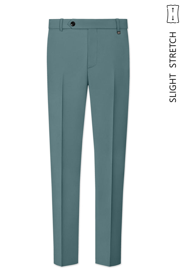 Emerald-Beetle Green Slight Stretch Subtle Sheen Poly-Viscose Waistband Pant