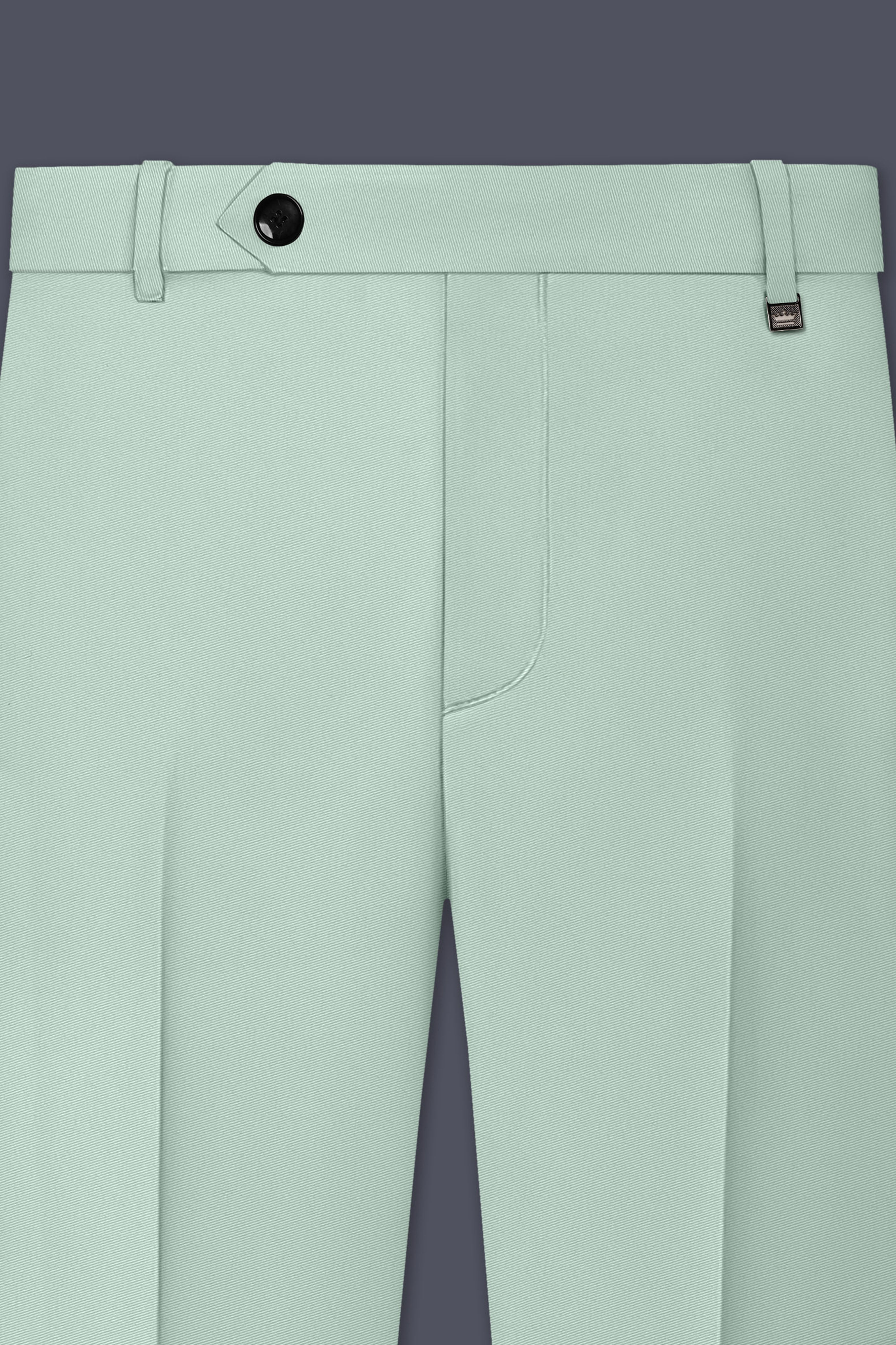 Umbra-Shadow Green Slight Stretch Subtle Sheen Poly-Viscose Waistband Pant