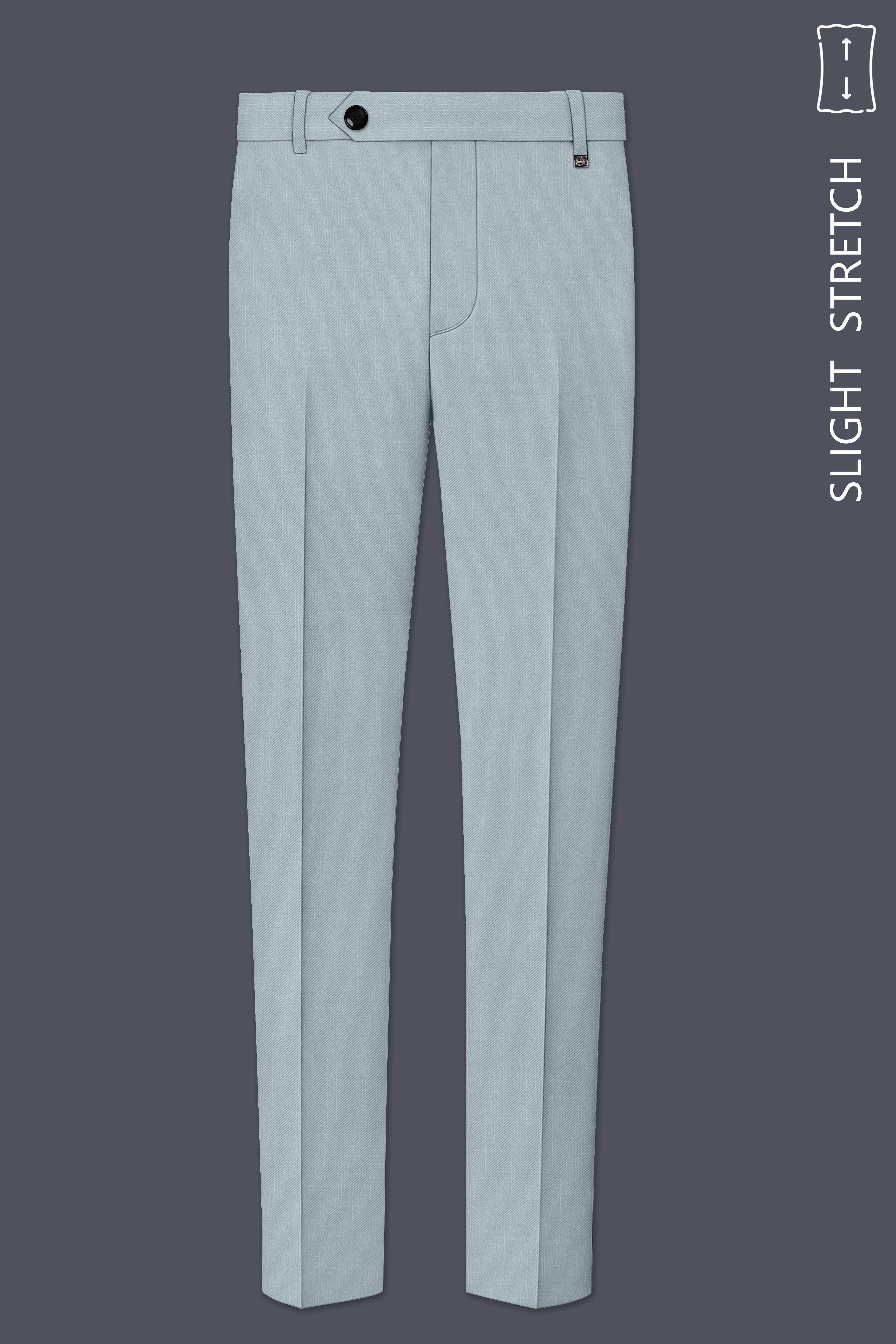 Valtor-Pewter Gray Wool Rich Slight Stretch Waistband Pant