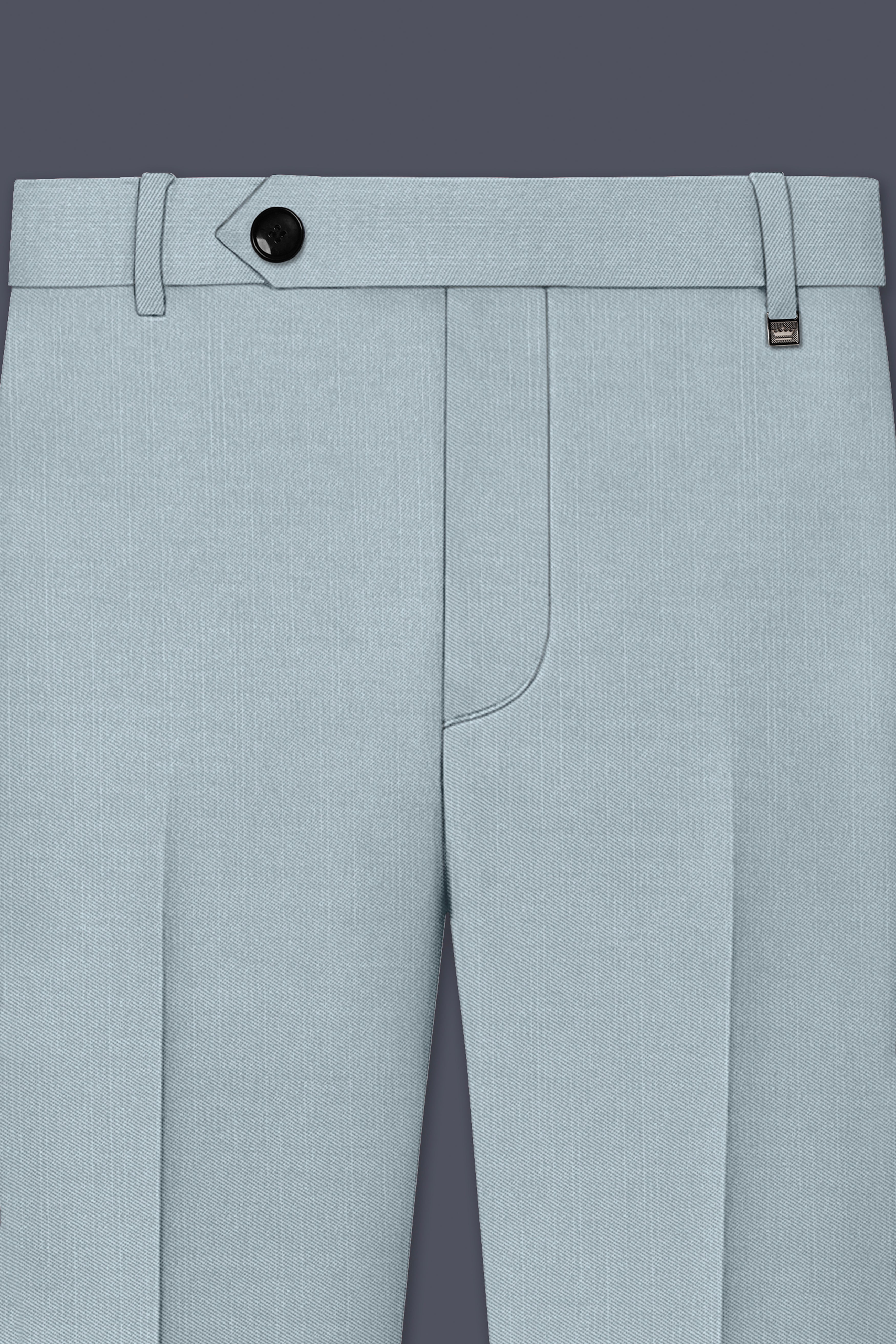 Valtor-Pewter Gray Wool Rich Slight Stretch Waistband Pant