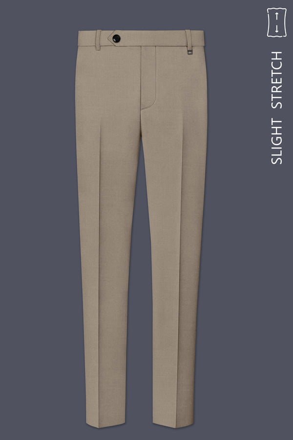 Umber-Stonewall Brown Wool Rich Slight Stretch Waistband Pant