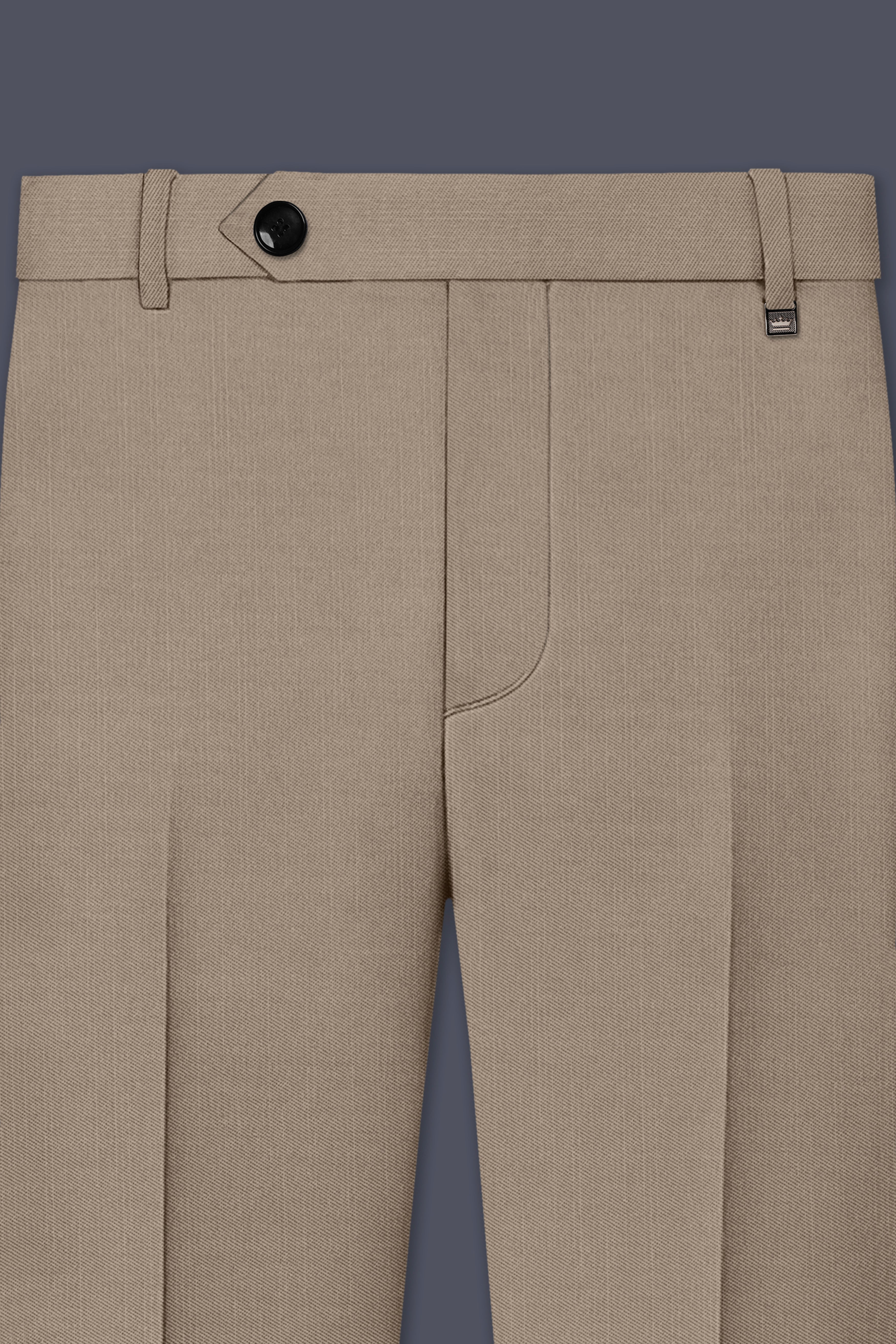 Umber-Stonewall Brown Wool Rich Slight Stretch Waistband Pant