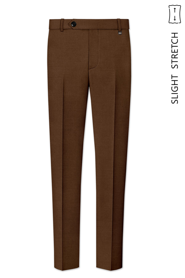 Havron-Derby Brown Wool Rich Slight Stretch Waistband Pant