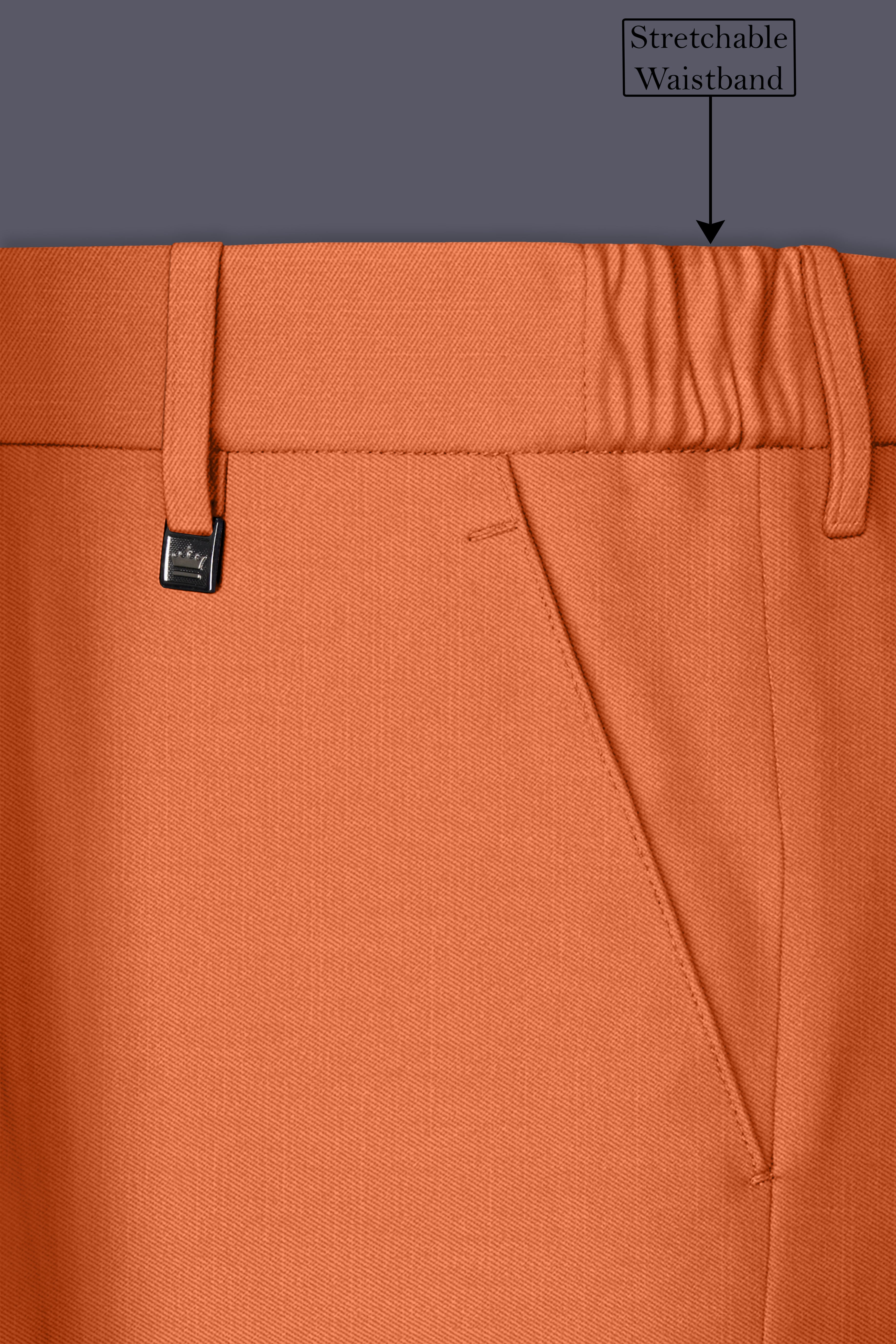 Prestige-Tuscany Orange Wool Rich Slight Stretch Waistband Pant