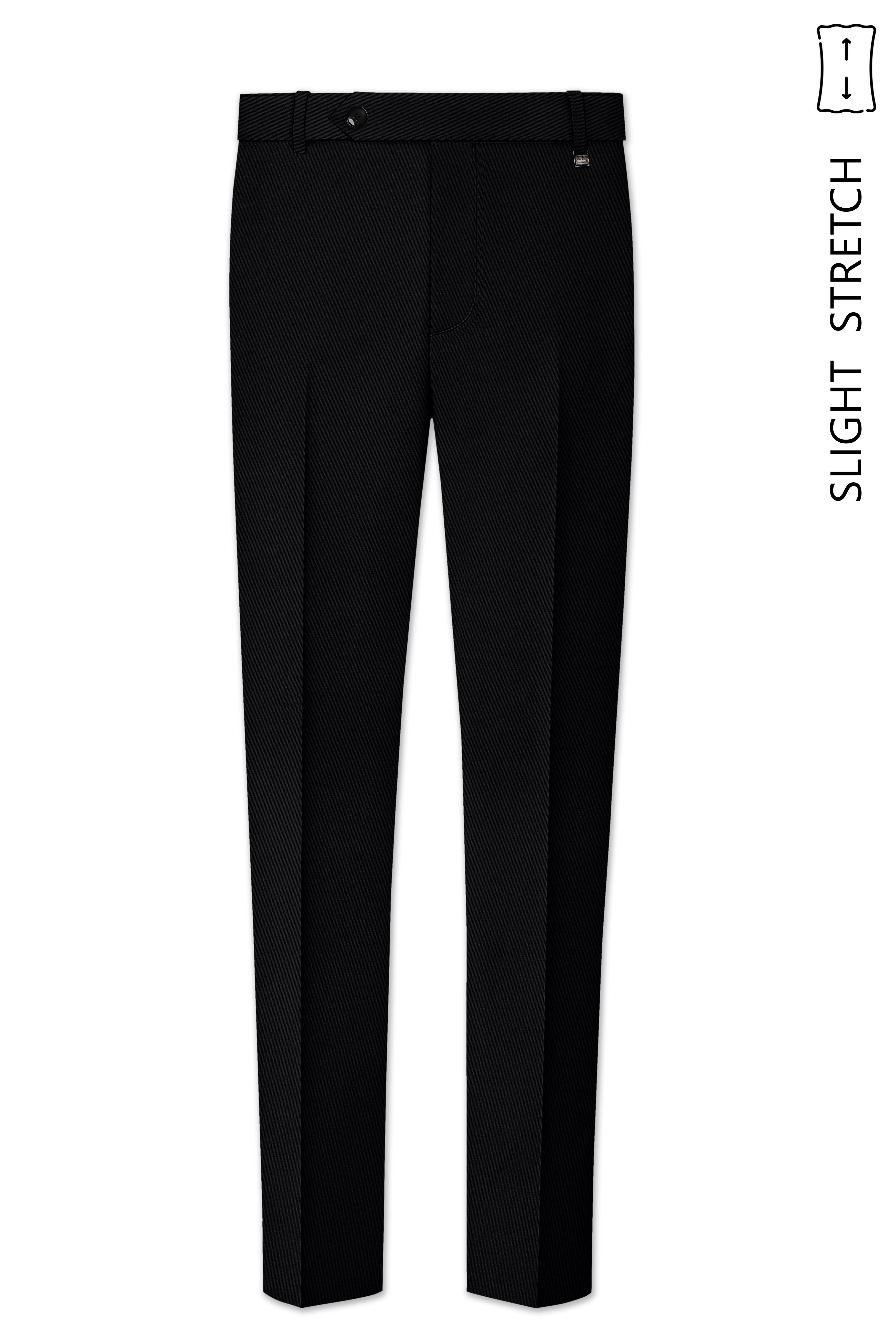 Obsidar-Jade Black Slight Stretch Subtle Sheen Poly-Viscose Waistband Pant
