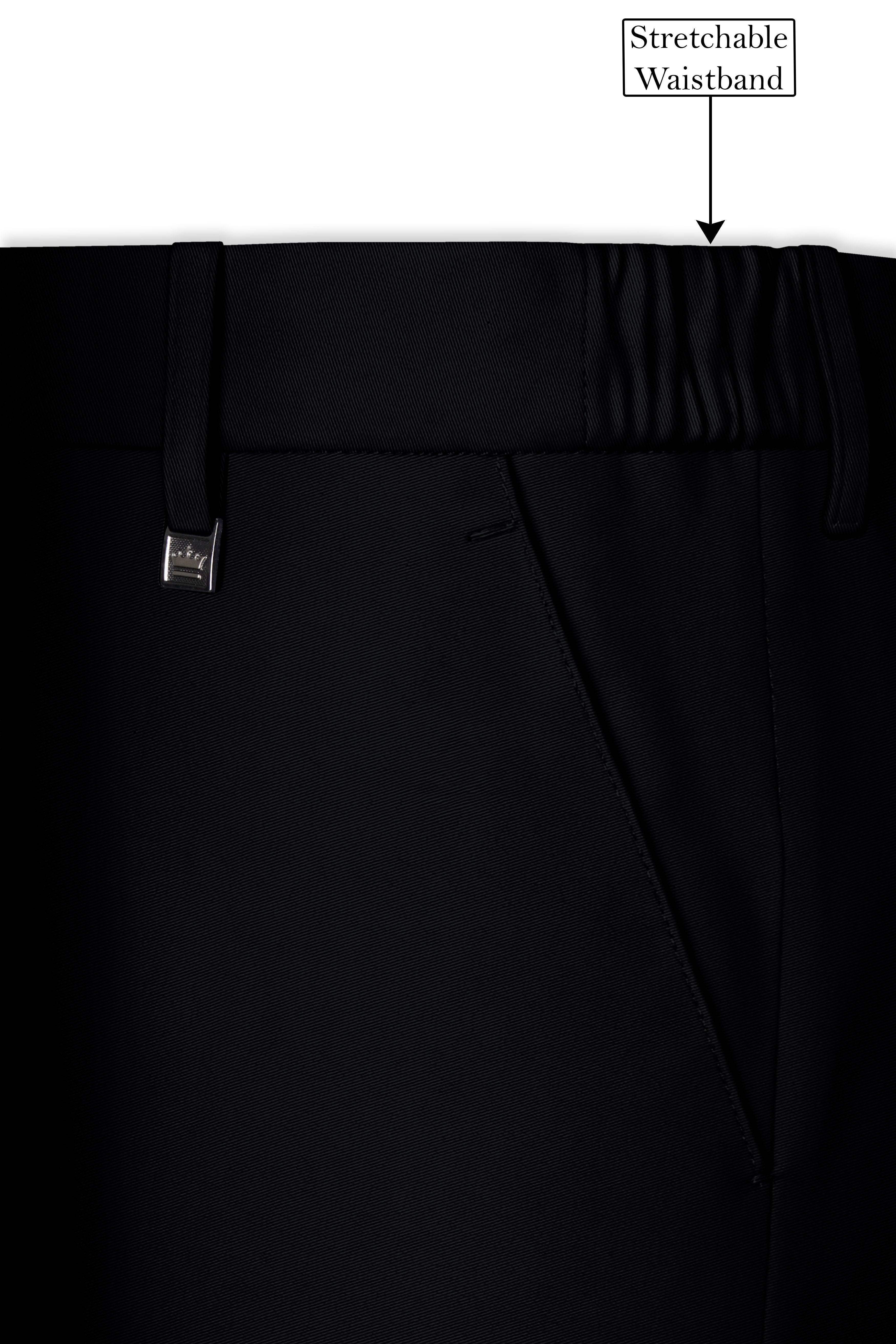 Obsidar-Jade Black Slight Stretch Subtle Sheen Poly-Viscose Waistband Pant