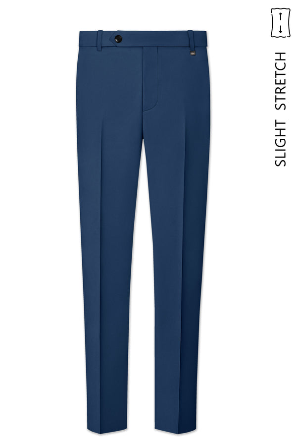 Azuron-Rhino Blue Slight Stretch Subtle Sheen Poly-Viscose Waistband Pant