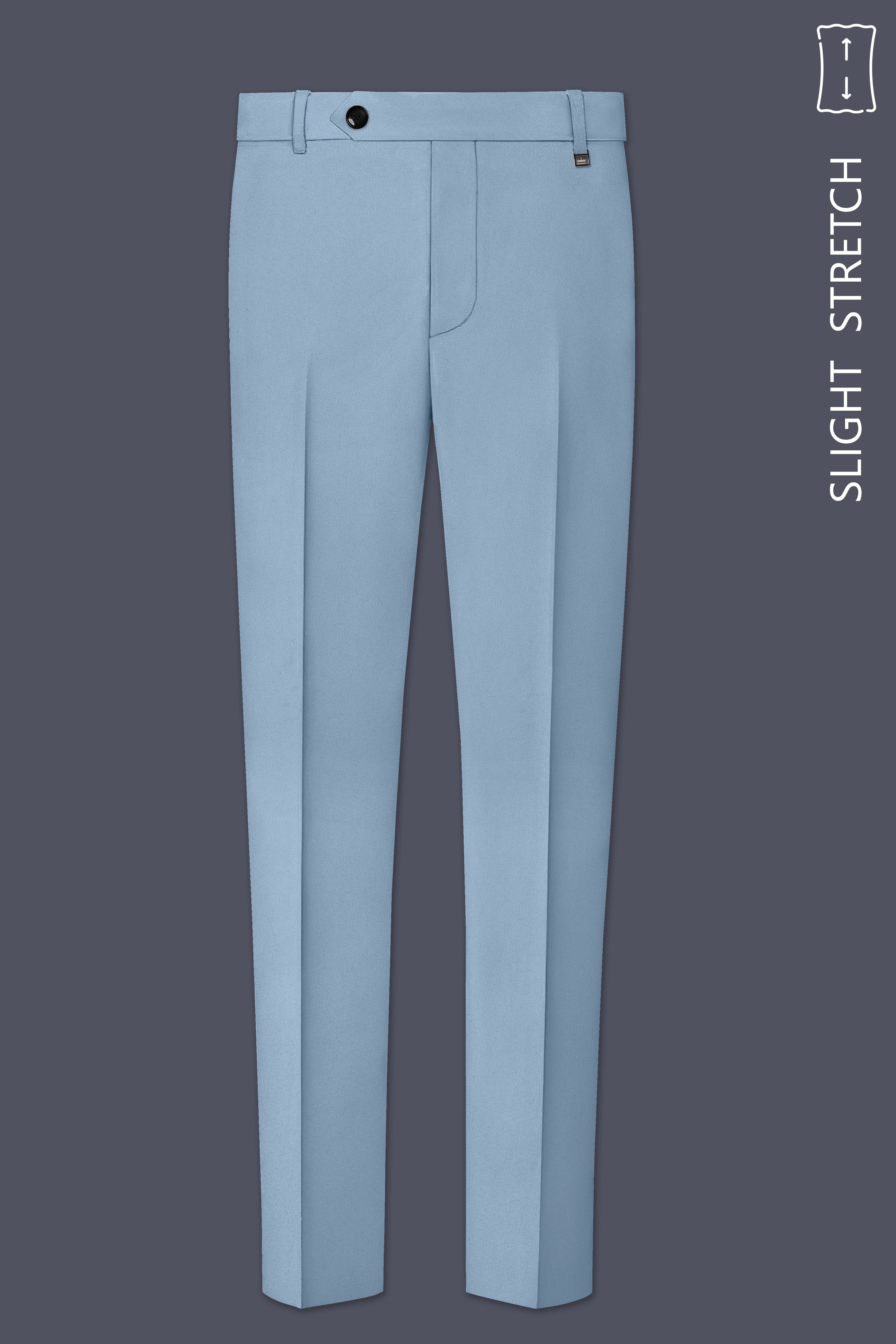 Velcian-Lynch Blue Slight Stretch Subtle Sheen Poly-Viscose Waistband Pant