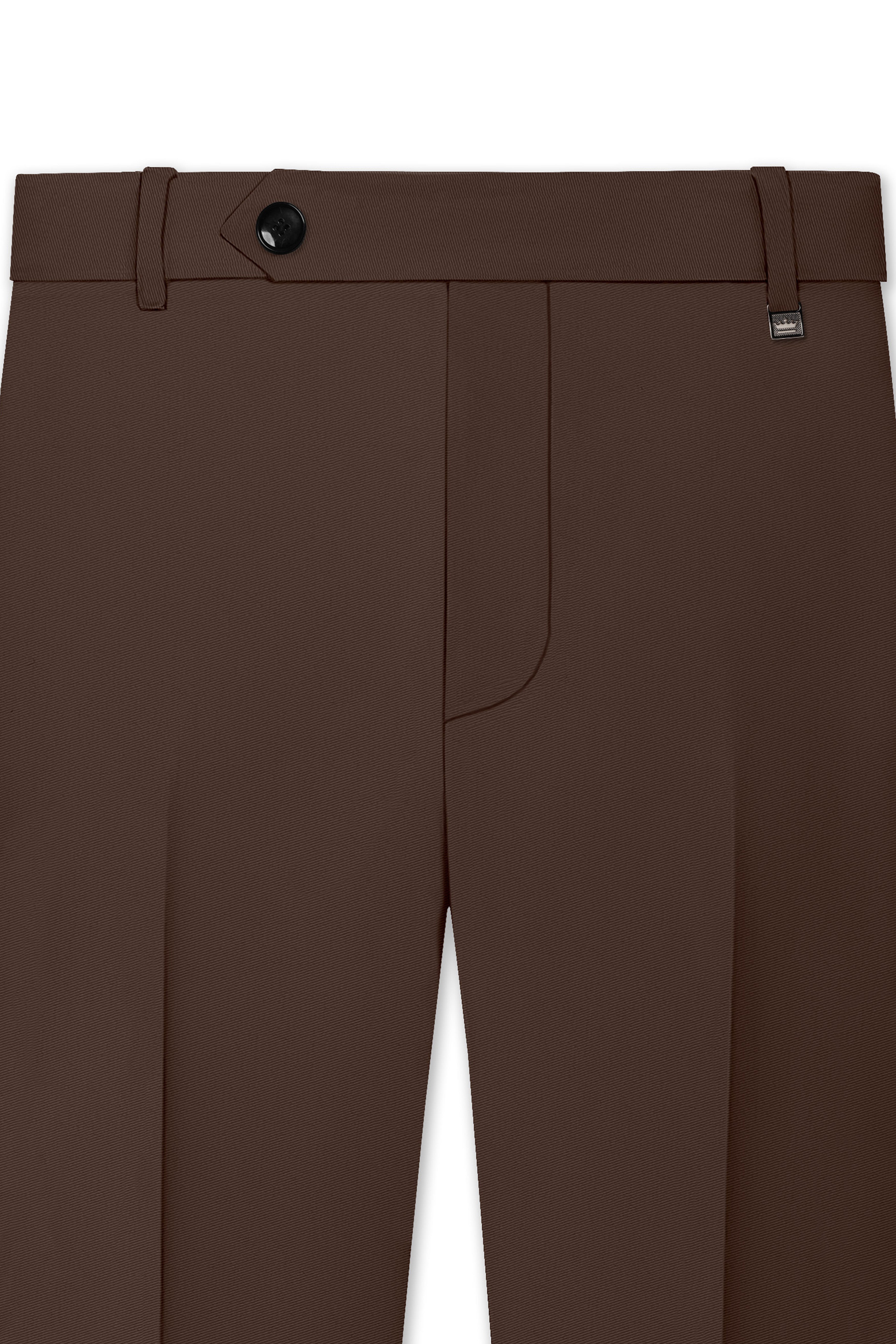 Dunaro-Taupe Brown Slight Stretch Subtle Sheen Poly-Viscose Waistband Pant