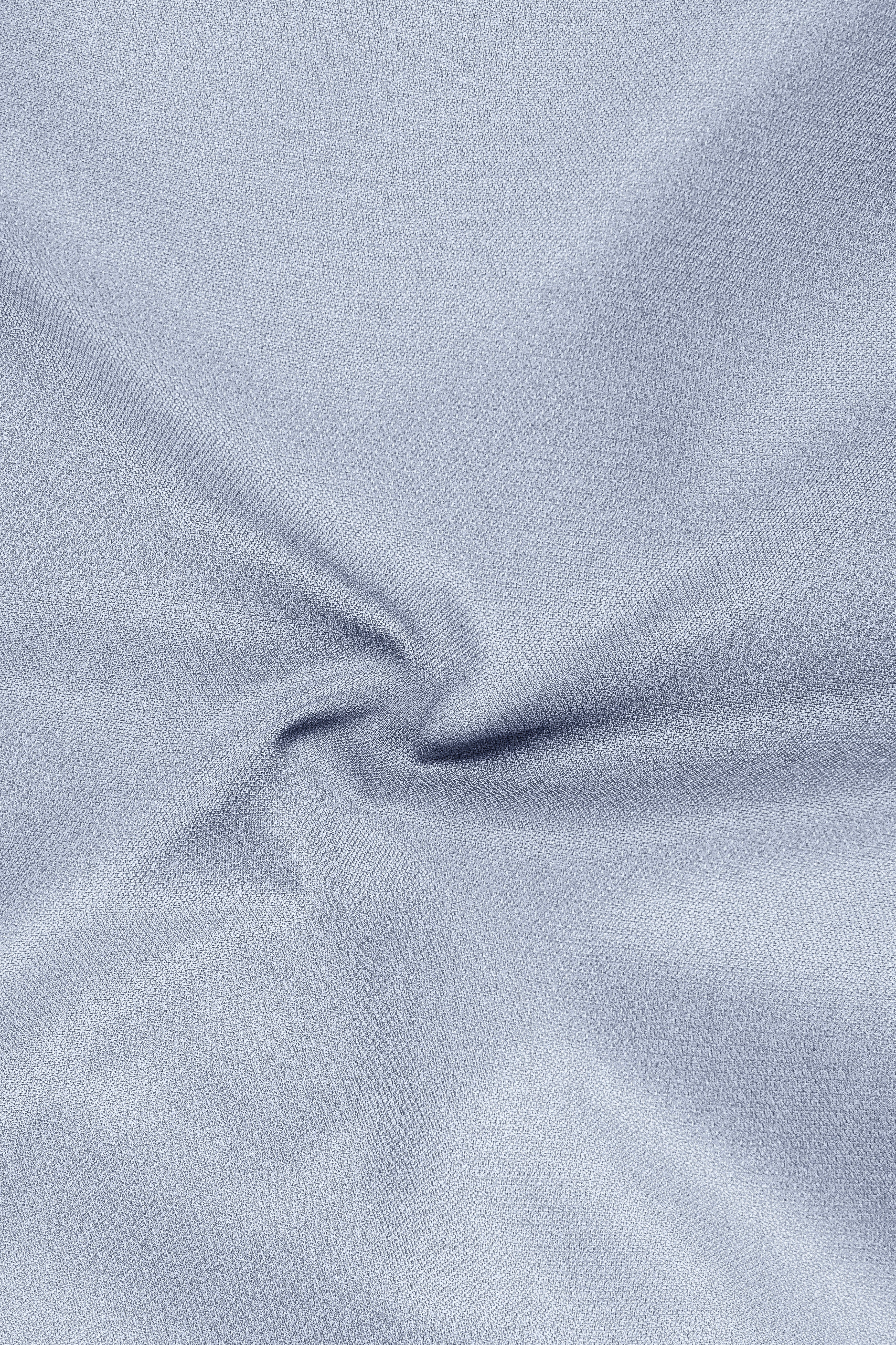 Azure-Heather Blue Diamond Textured Wool Rich Slight Stretch Waistband Pant